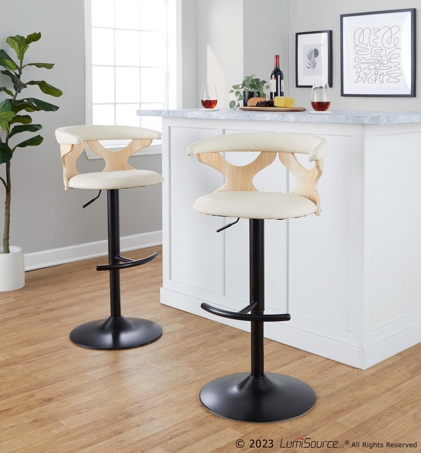 Gardenia Adjustable Barstool - Set of 2 By LumiSource - BS-GARDPU-RT2 BKNACR2 | Bar Stools | Modishstore - 4