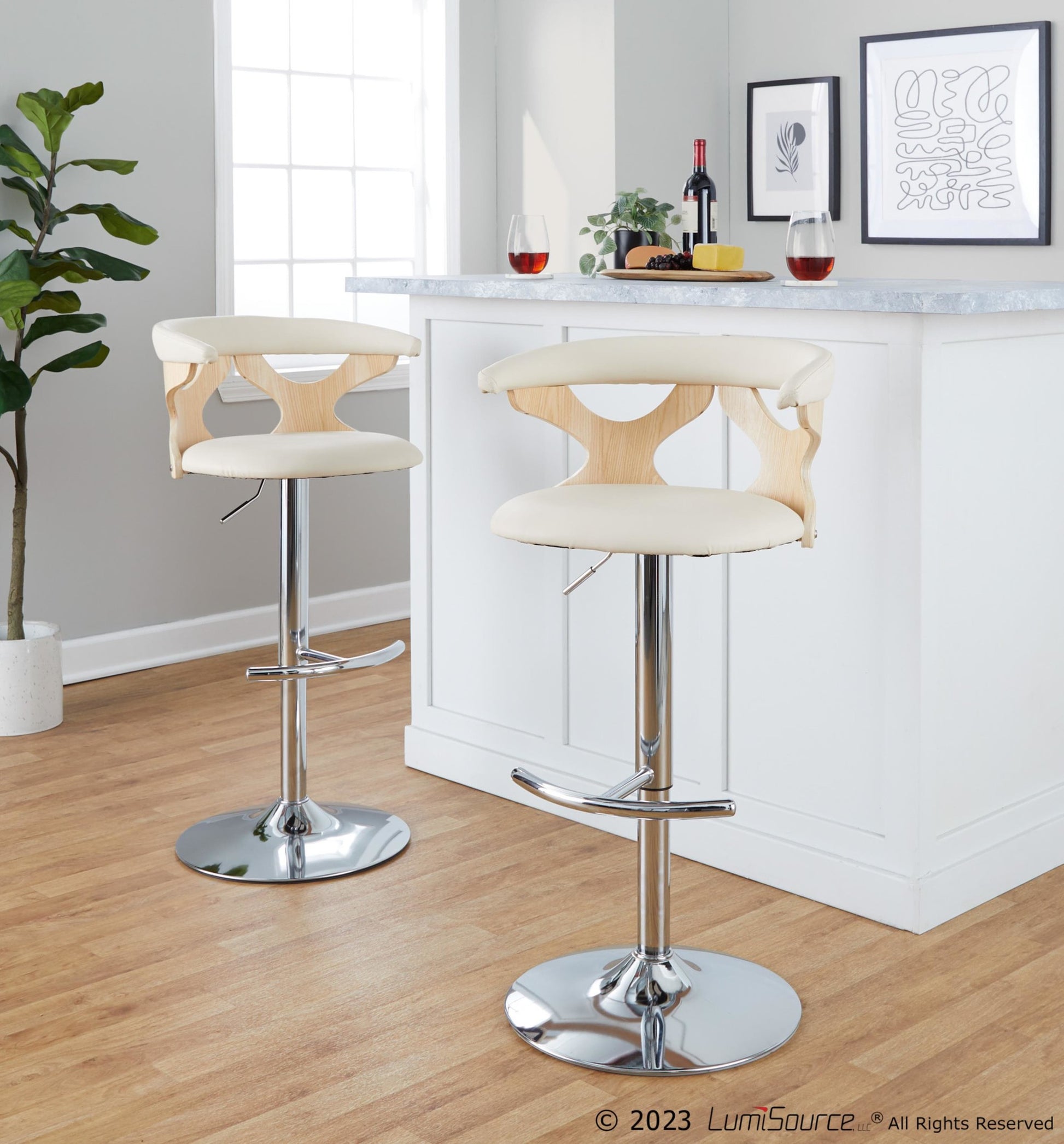 Gardenia Adjustable Barstool - Set of 2 By LumiSource - BS-GARDPU-RT2 CHRNACR2 | Bar Stools | Modishstore - 3