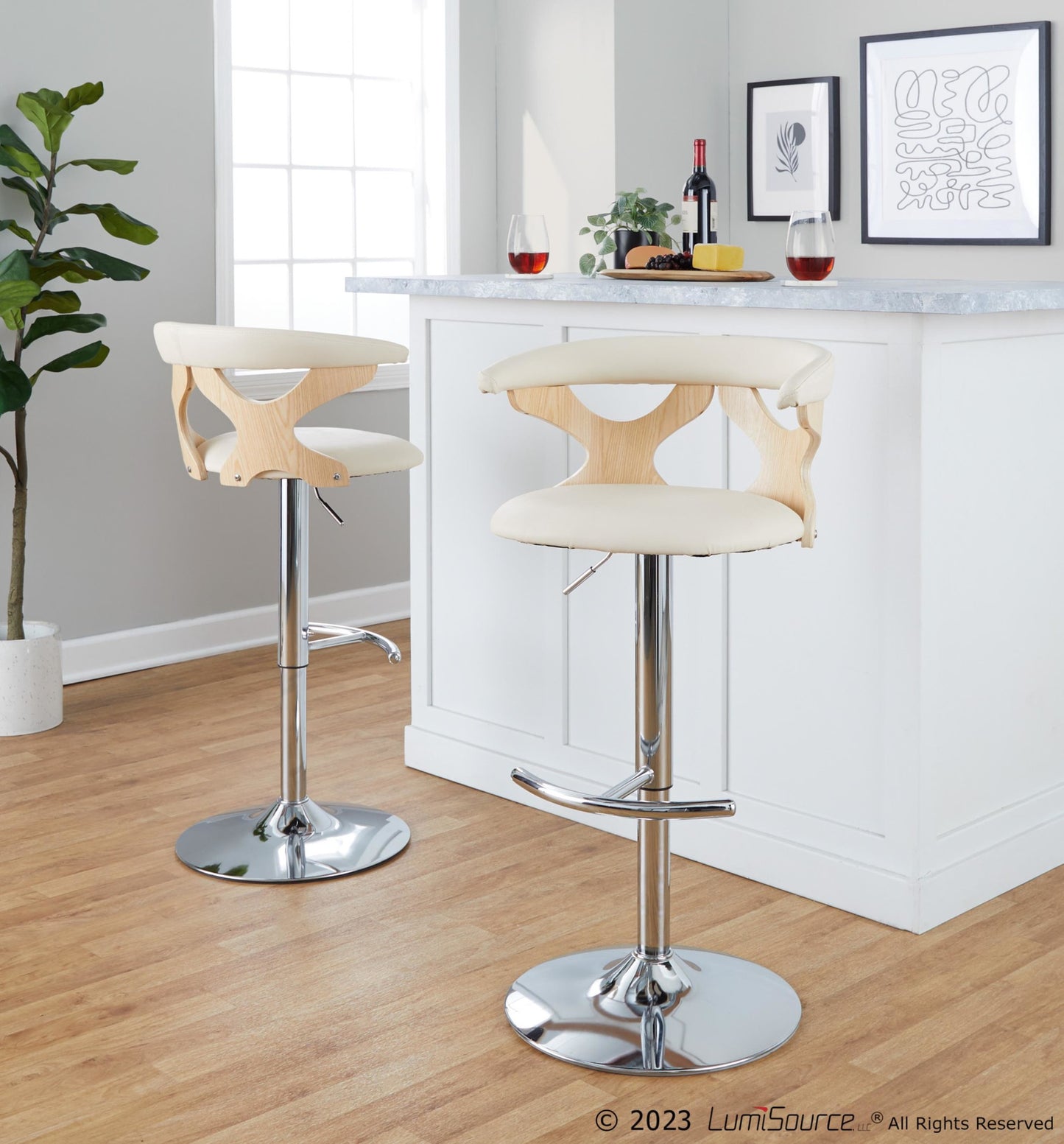 Gardenia Adjustable Barstool - Set of 2 By LumiSource - BS-GARDPU-RT2 CHRNACR2 | Bar Stools | Modishstore - 4