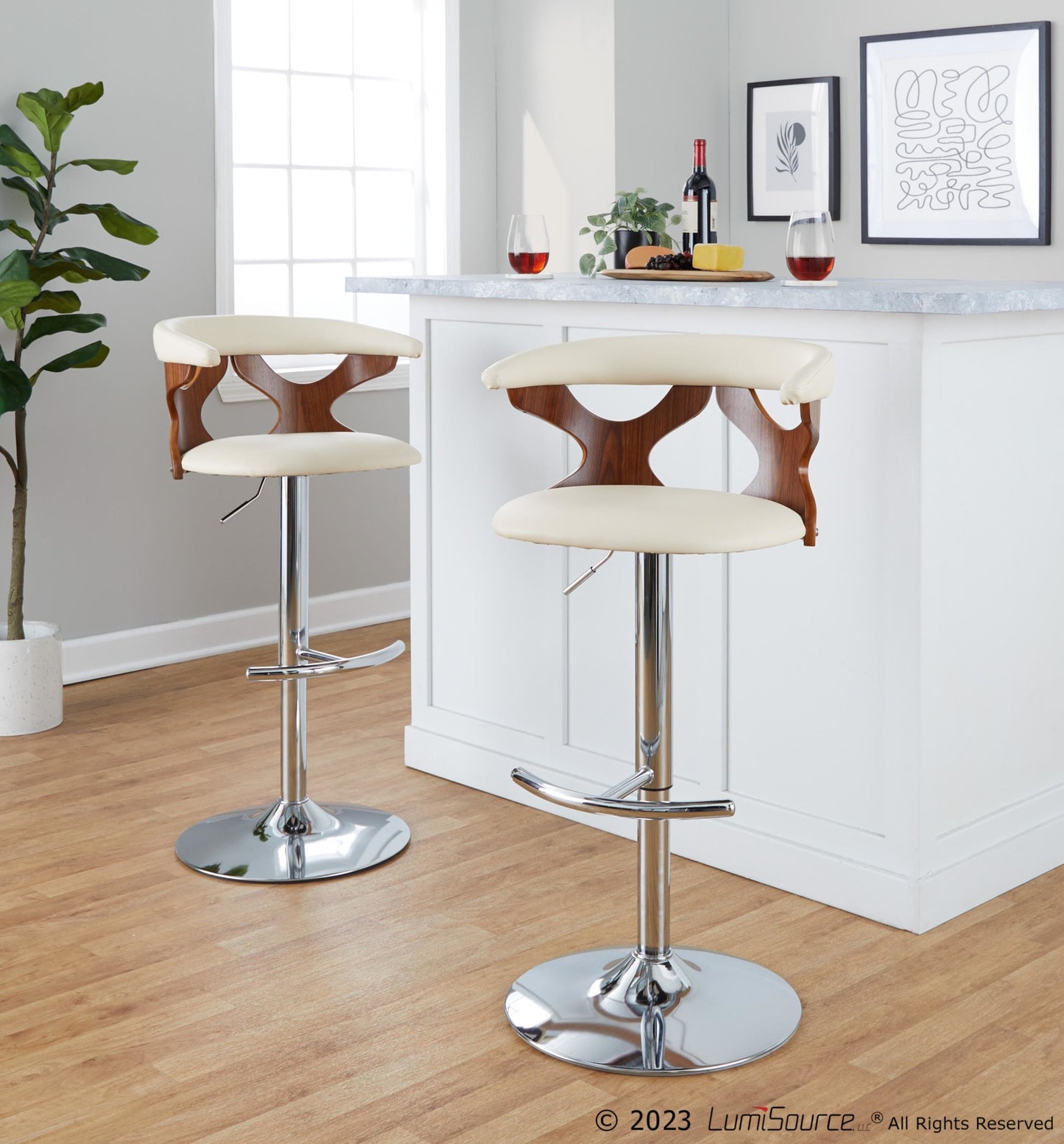 Gardenia Adjustable Barstool - Set of 2 By LumiSource - BS-GARDPU-RT2 CHRNACR2 | Bar Stools | Modishstore - 13