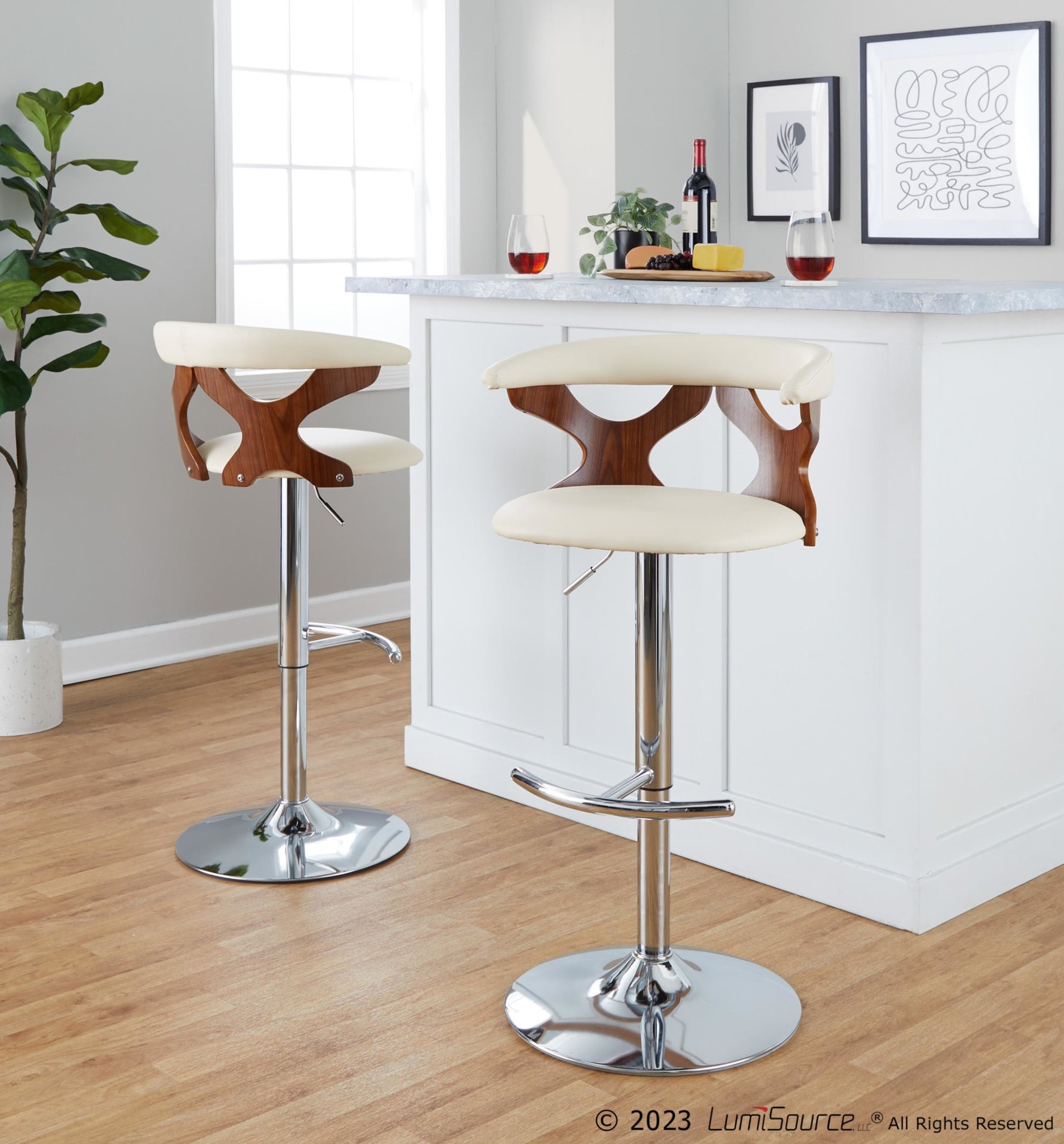 Gardenia Adjustable Barstool - Set of 2 By LumiSource - BS-GARDPU-RT2 CHRNACR2 | Bar Stools | Modishstore - 14