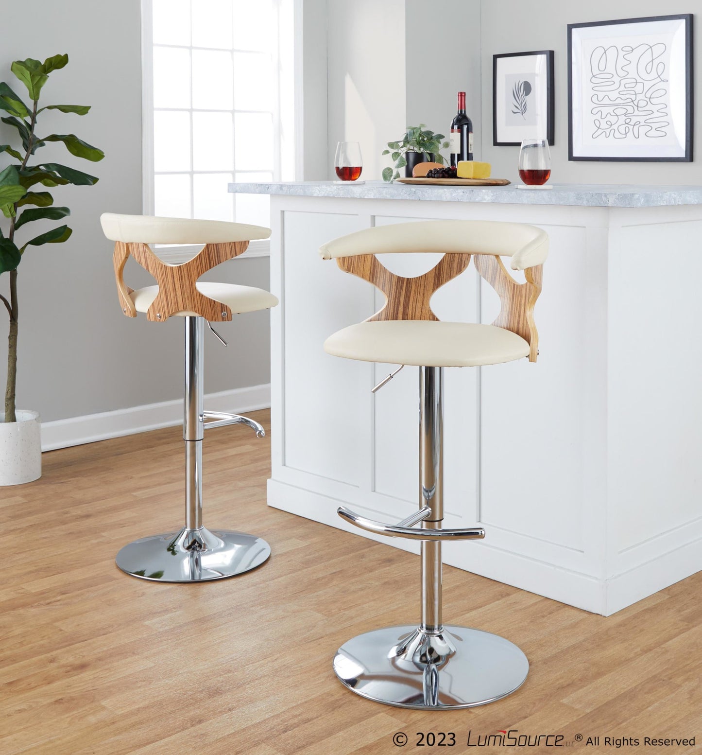 Gardenia Adjustable Barstool - Set of 2 By LumiSource - BS-GARDPU-RT2 CHRNACR2 | Bar Stools | Modishstore - 34