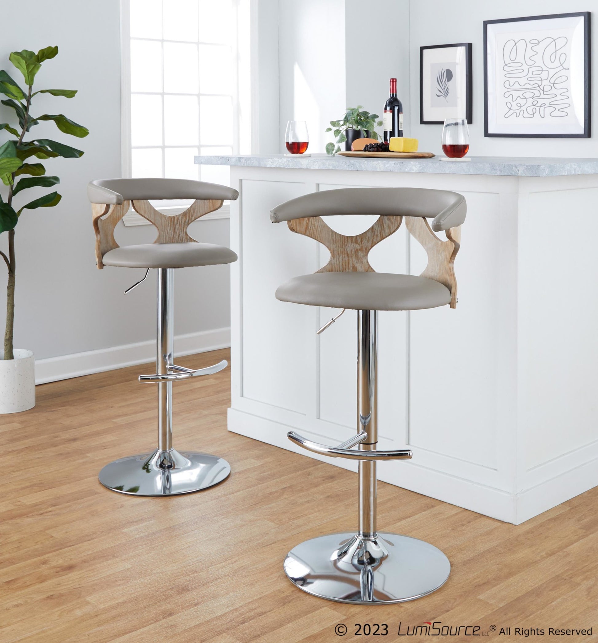 Gardenia Adjustable Barstool - Set of 2 By LumiSource - BS-GARDPU-RT2 CHRNACR2 | Bar Stools | Modishstore - 22