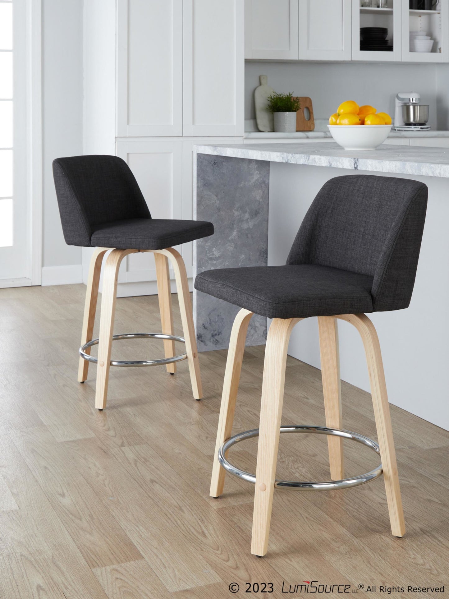 Toriano 24" Fixed-Height Counter Stool - Set of 2 By LumiSource - B24-TRNOPU-GRTZQ2 NABK2 | Counter Stools | Modishstore - 21