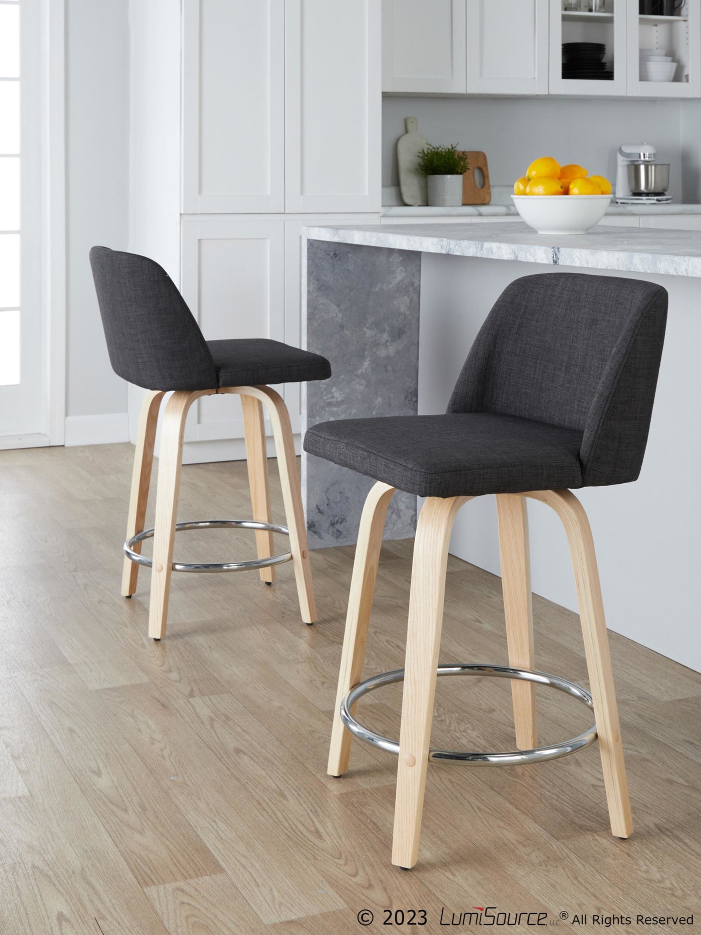 Toriano 24" Fixed-Height Counter Stool - Set of 2 By LumiSource - B24-TRNOPU-GRTZQ2 NABK2 | Counter Stools | Modishstore - 22