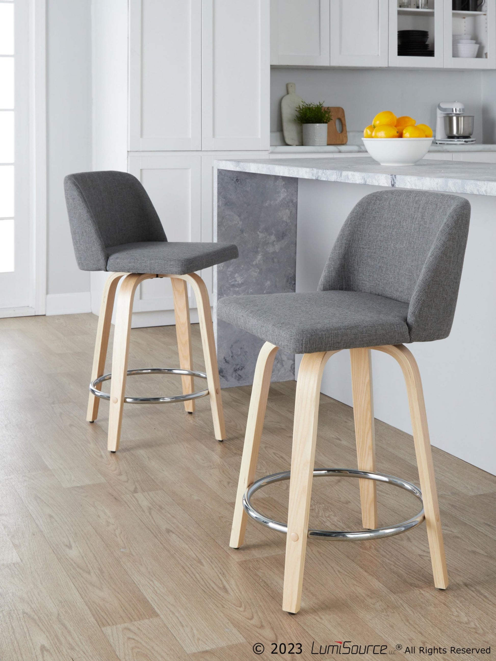 Toriano 24" Fixed-Height Counter Stool - Set of 2 By LumiSource - B24-TRNOPU-GRTZQ2 NABK2 | Counter Stools | Modishstore - 31