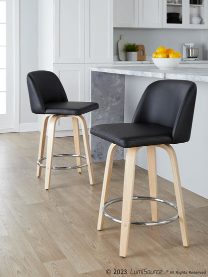 Toriano 24" Fixed-Height Counter Stool - Set of 2 By LumiSource - B24-TRNOPU-GRTZR2 NABK2 | Counter Stools | Modishstore