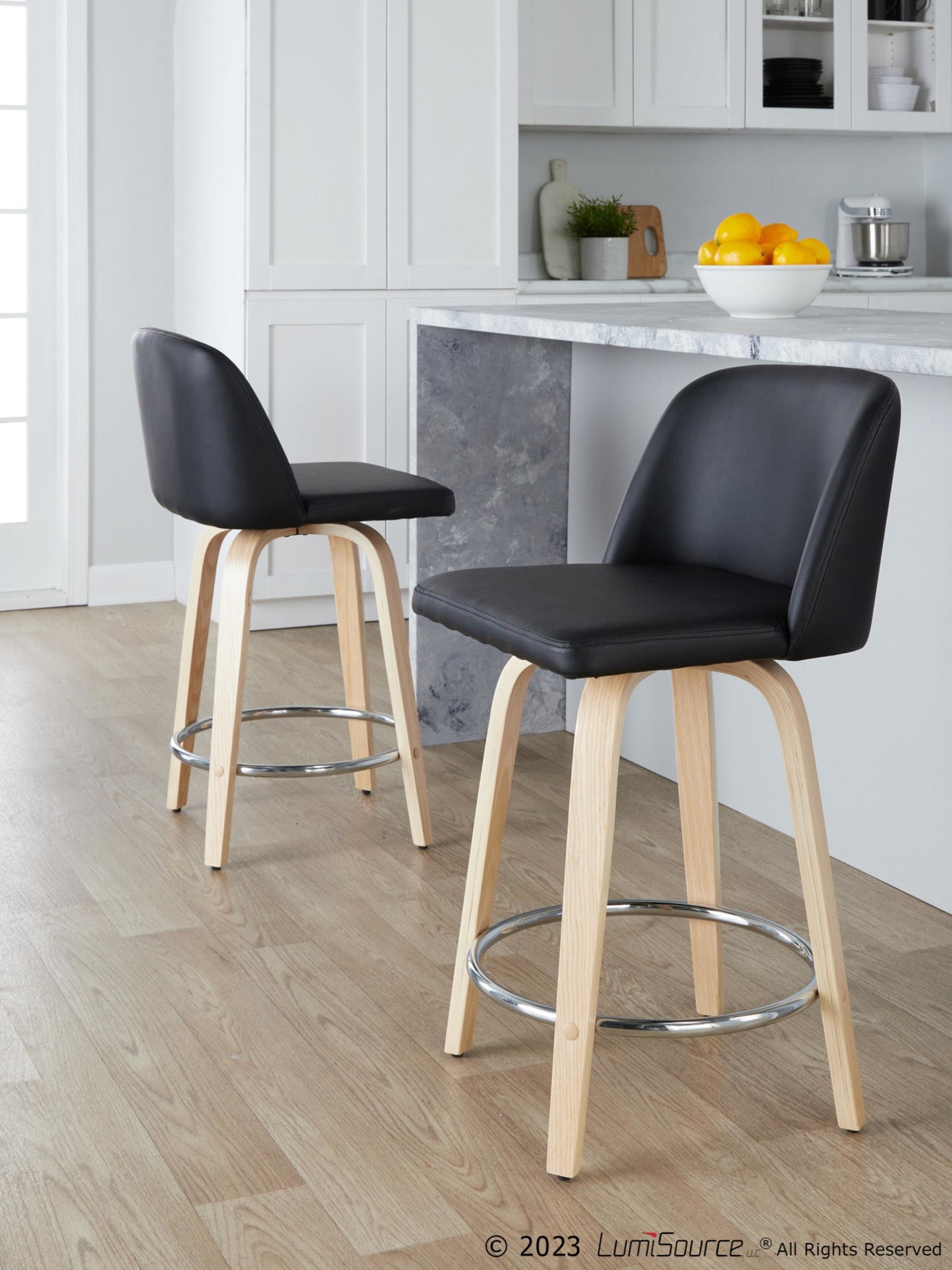 Toriano 24" Fixed-Height Counter Stool - Set of 2 By LumiSource - B24-TRNOPU-GRTZR2 NABK2 | Counter Stools | Modishstore - 2