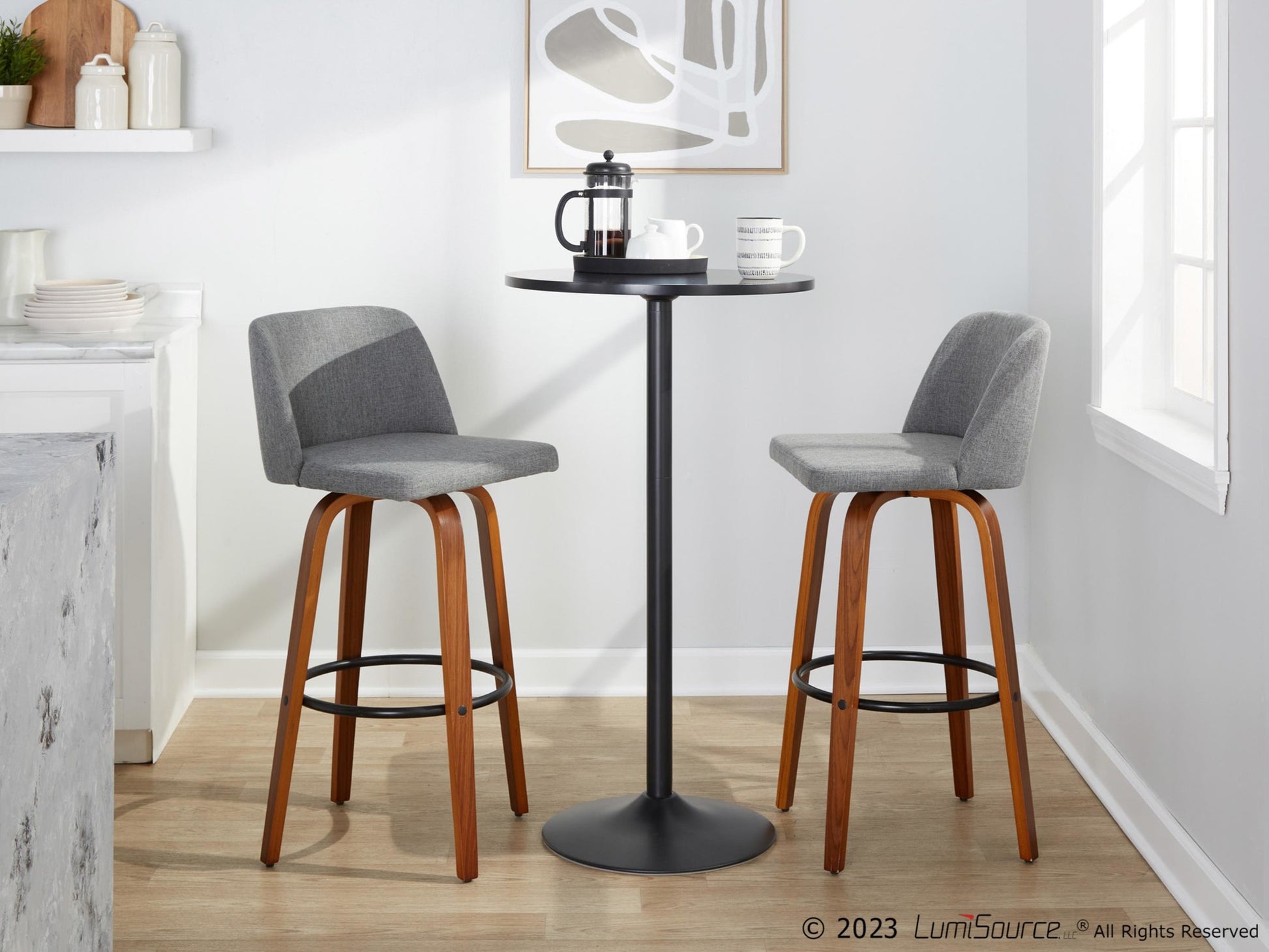 Toriano 30" Fixed-Height Barstool - Set of 2 By LumiSource - B30-TRNOFB-GRTZQ2 WLGY2 | Bar Stools | Modishstore - 4