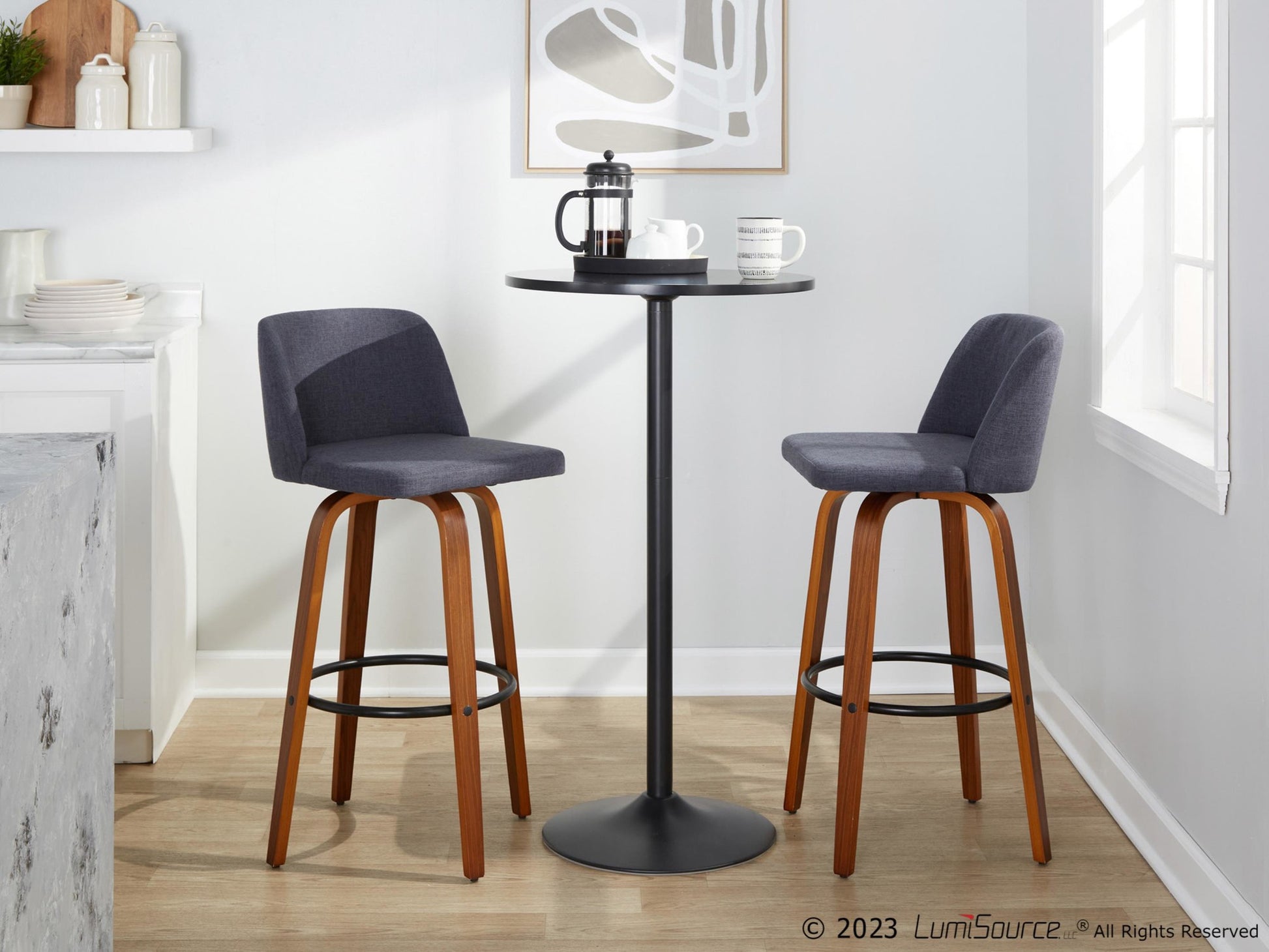 Toriano 30" Fixed-Height Barstool - Set of 2 By LumiSource - B30-TRNOFB-GRTZQ2 WLBU2 | Bar Stools | Modishstore - 4