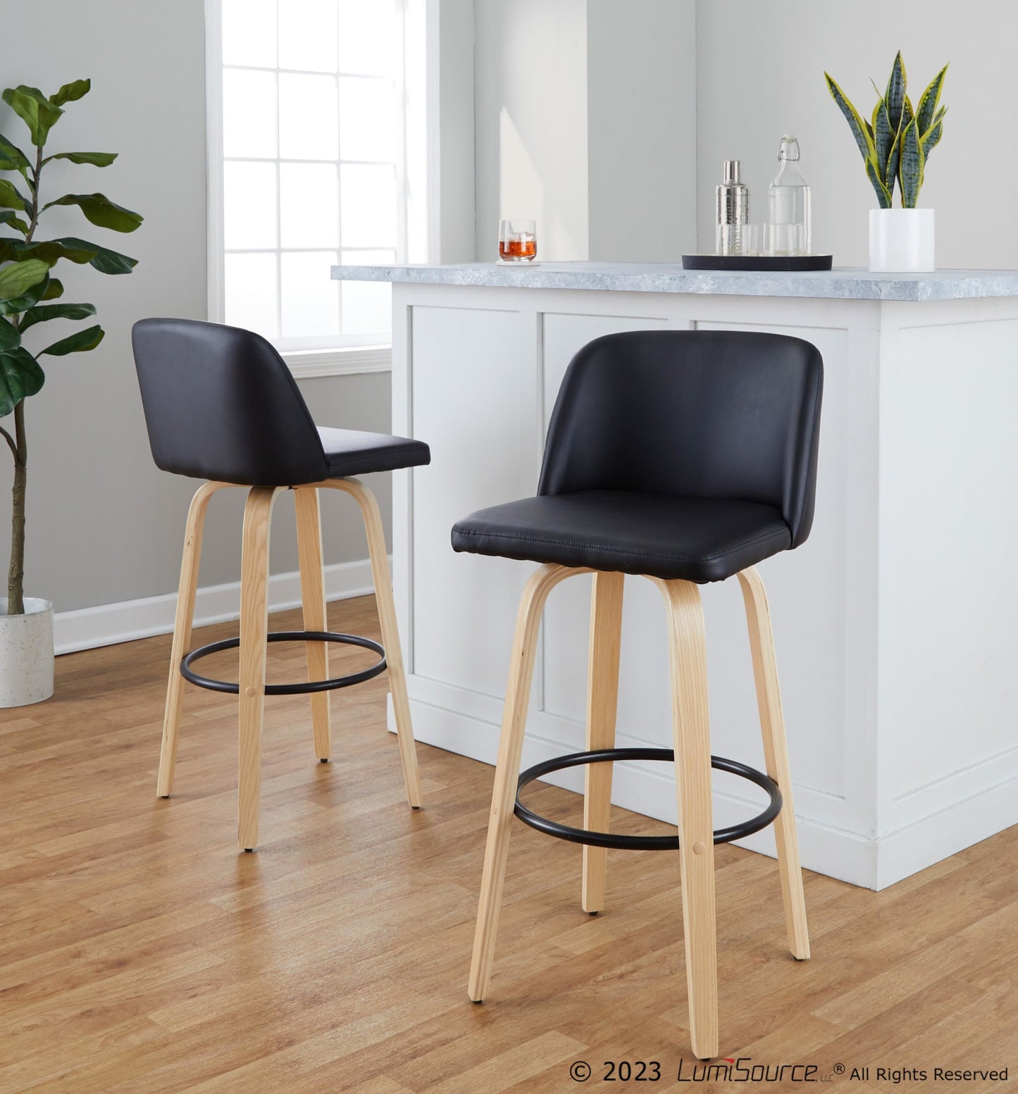 Toriano 30" Fixed-Height Barstool - Set of 2 By LumiSource - B30-TRNOPU-GRTZQ2 LGYBK2 | Bar Stools | Modishstore - 32