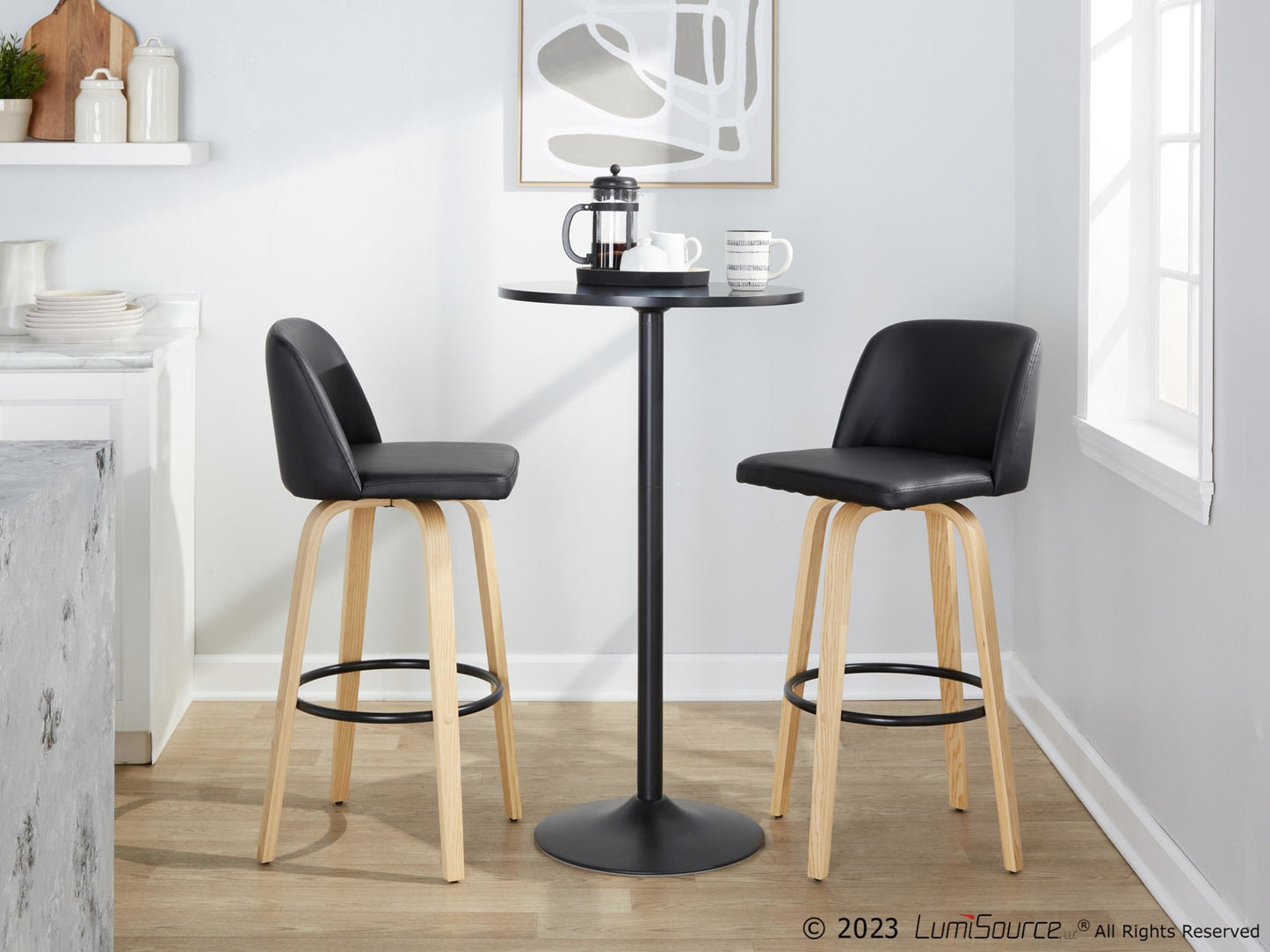 Toriano 30" Fixed-Height Barstool - Set of 2 By LumiSource - B30-TRNOPU-GRTZQ2 LGYBK2 | Bar Stools | Modishstore - 33