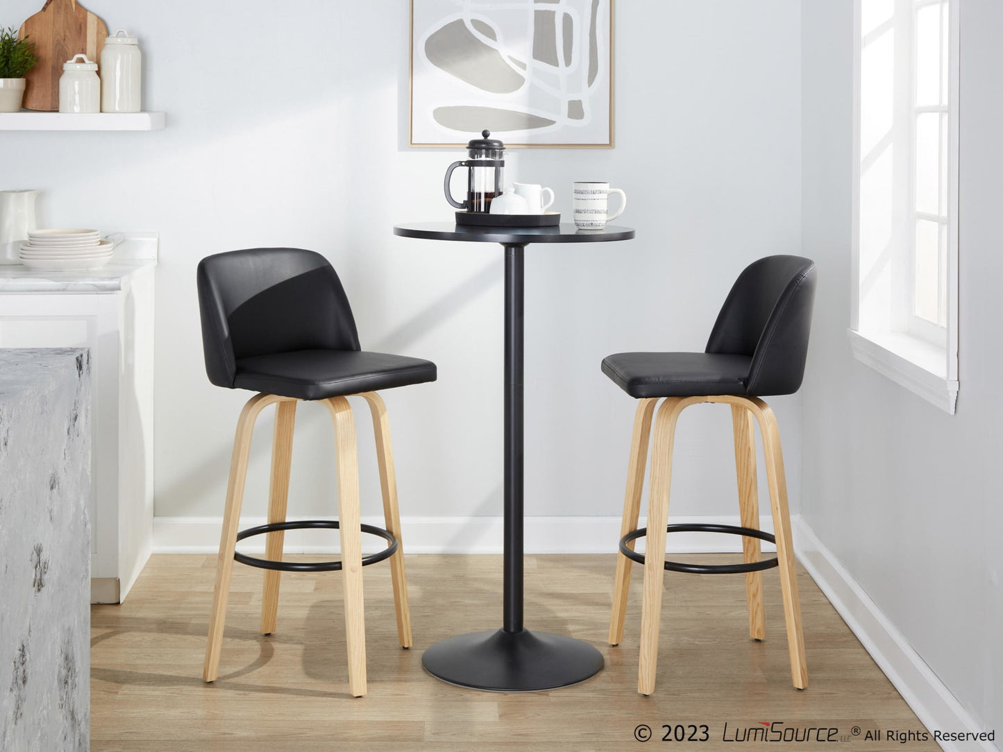 Toriano 30" Fixed-Height Barstool - Set of 2 By LumiSource - B30-TRNOPU-GRTZQ2 LGYBK2 | Bar Stools | Modishstore - 34