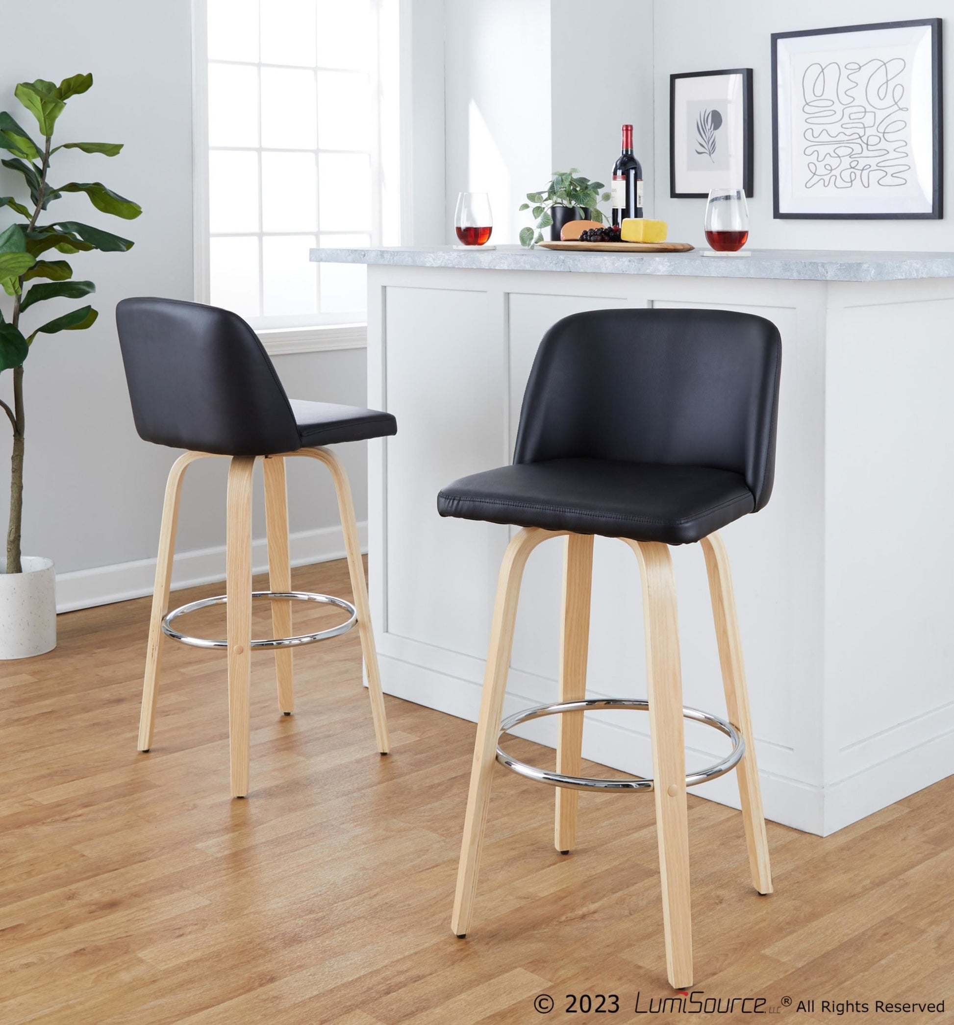 Toriano 30" Fixed-Height Barstool - Set of 2 By LumiSource - B30-TRNOPU-GRTZR2 NABK2 | Bar Stools | Modishstore - 2