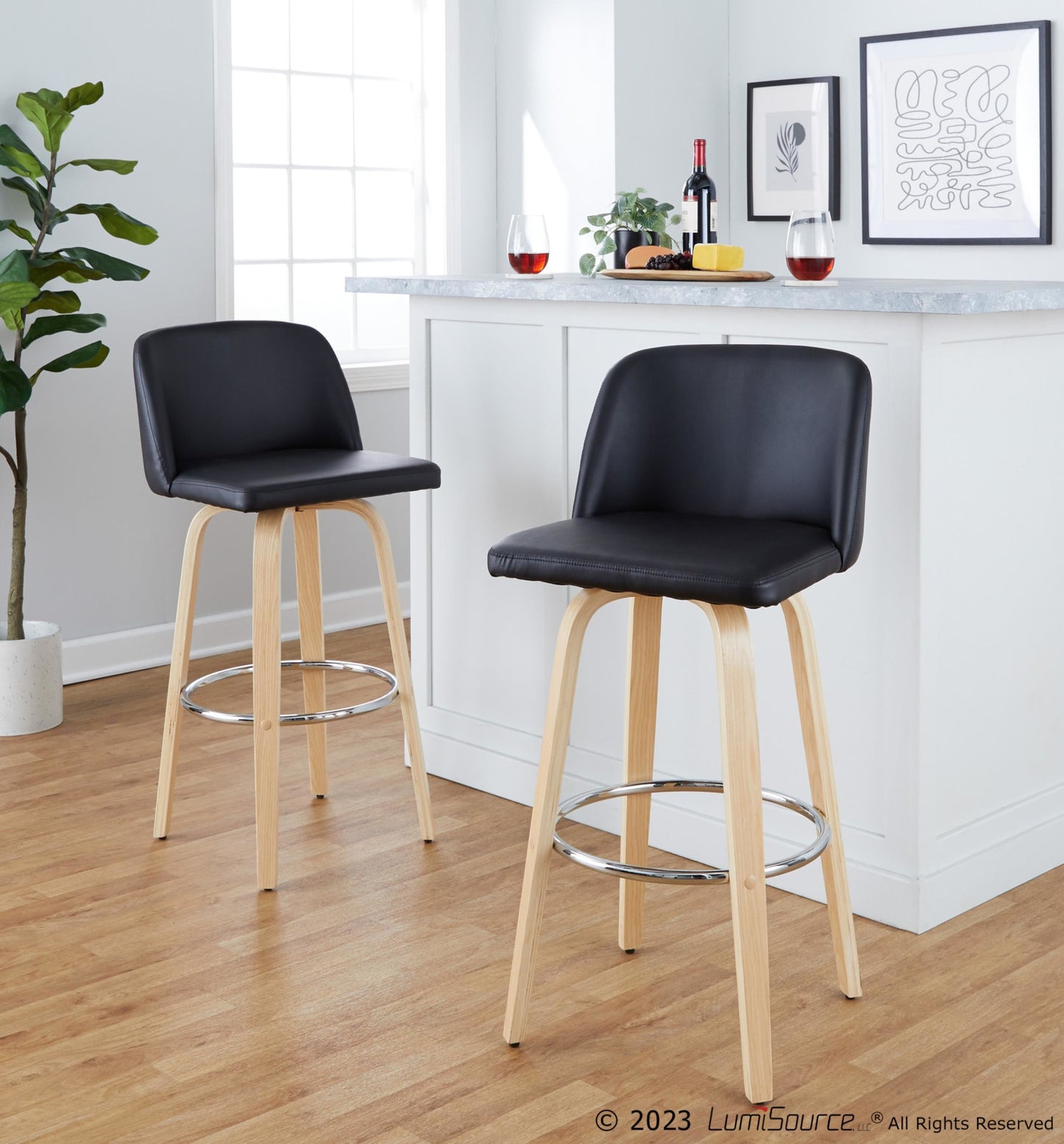 Toriano 30" Fixed-Height Barstool - Set of 2 By LumiSource - B30-TRNOPU-GRTZR2 NABK2 | Bar Stools | Modishstore - 3