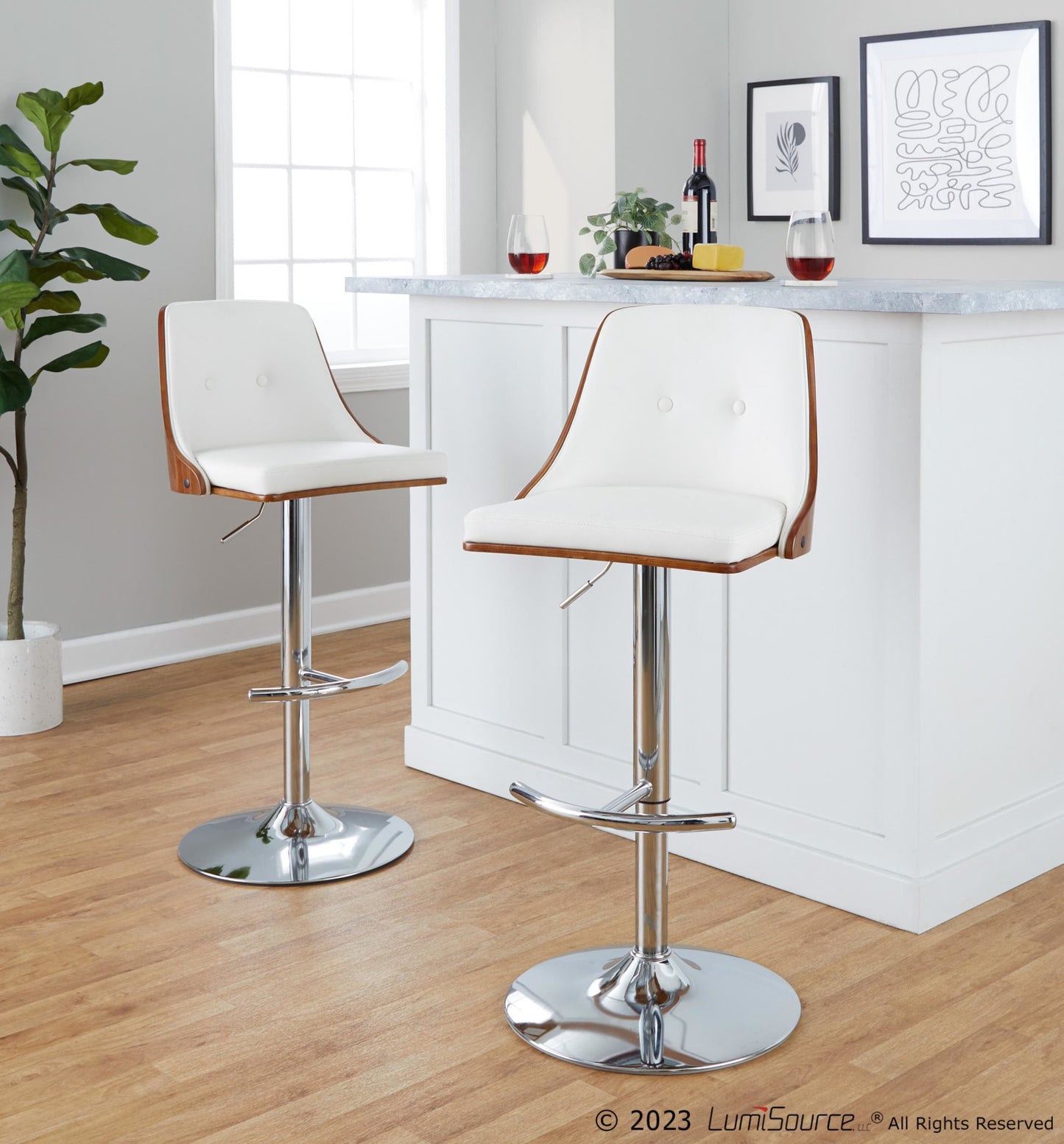 Gianna Adjustable Barstool - Set of 2 By LumiSource - BS-GNNPU-RT2 CHRWLBK2 | Bar Stools | Modishstore - 42