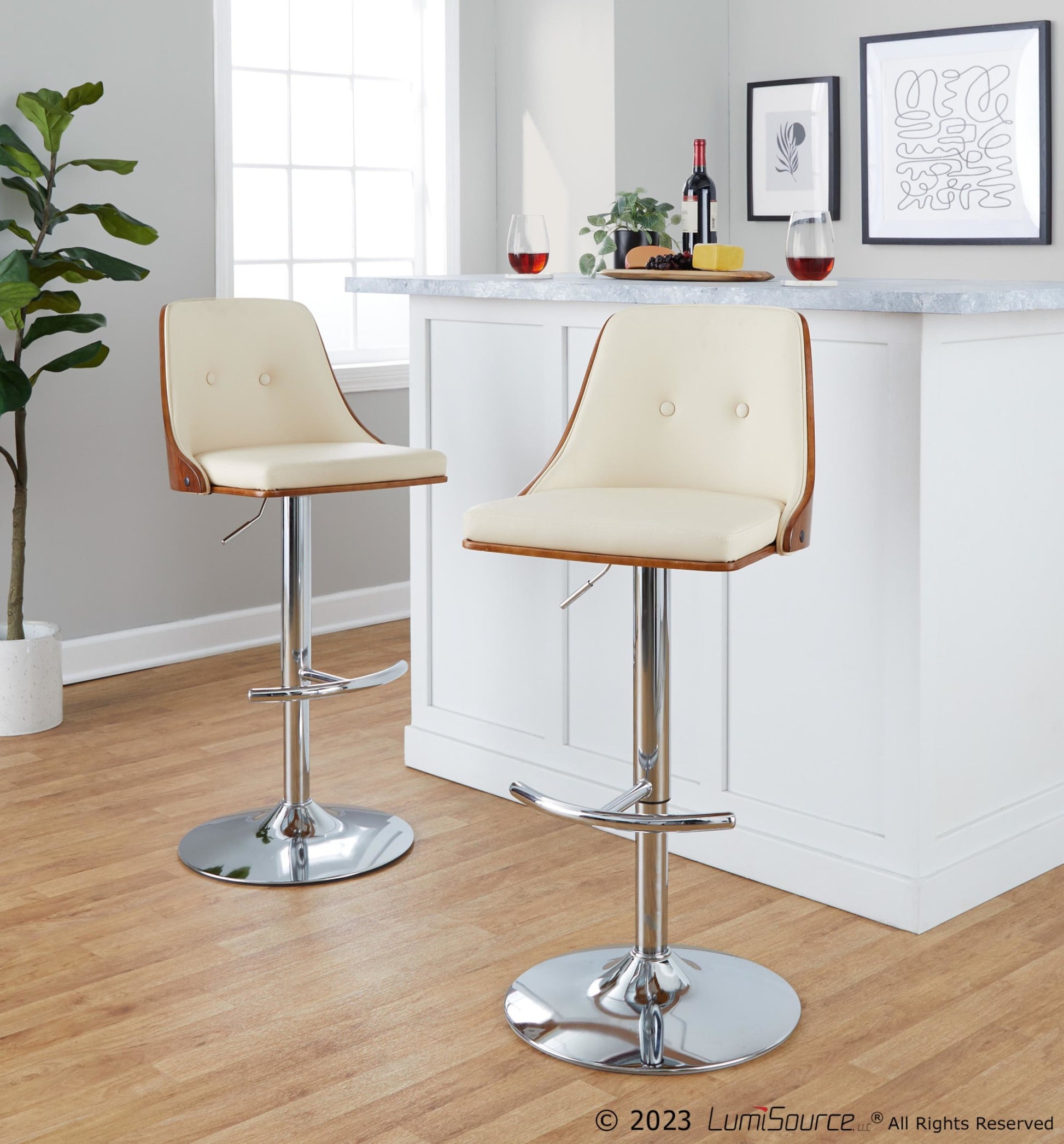 Gianna Adjustable Barstool - Set of 2 By LumiSource - BS-GNNPU-RT2 CHRWLBK2 | Bar Stools | Modishstore - 12