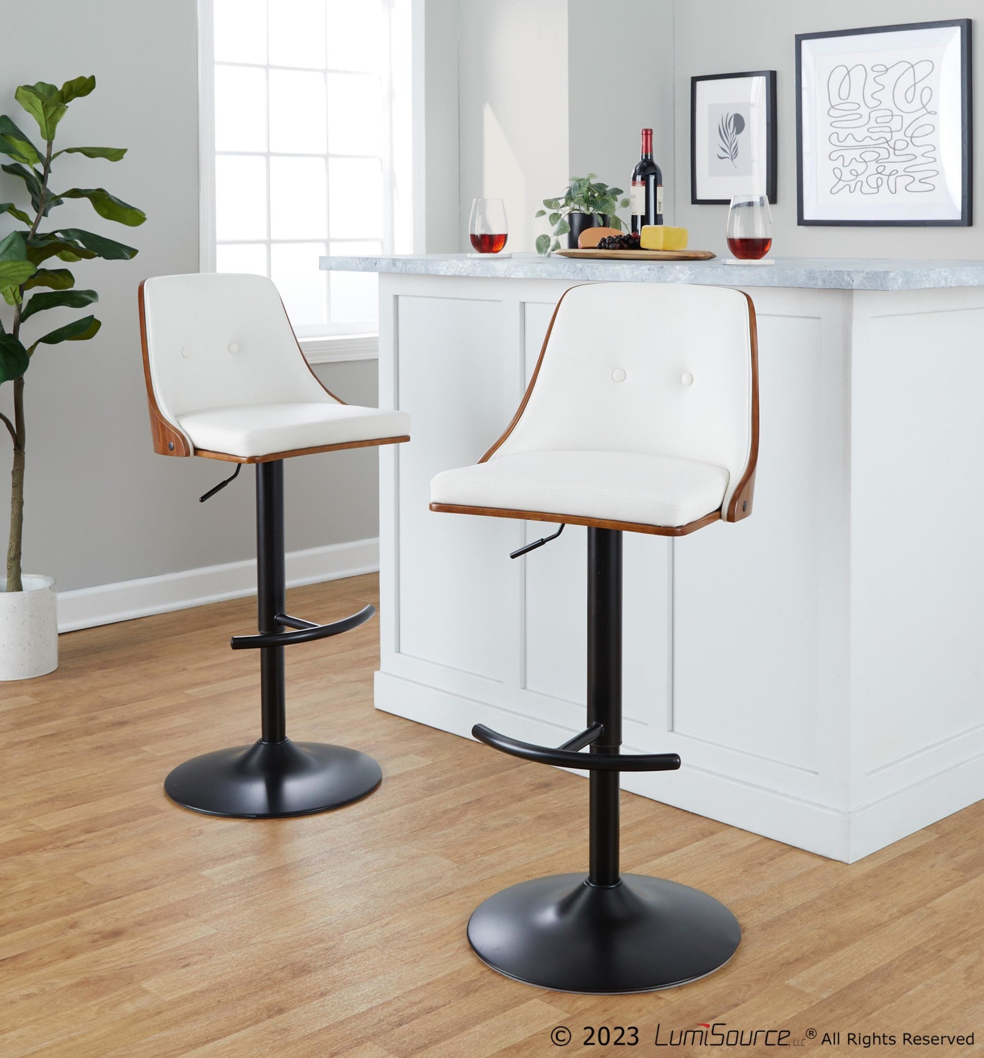 Gianna Adjustable Barstool - Set of 2 By LumiSource - BS-GNNPU-RT2 BKWLW2 | Bar Stools | Modishstore - 2