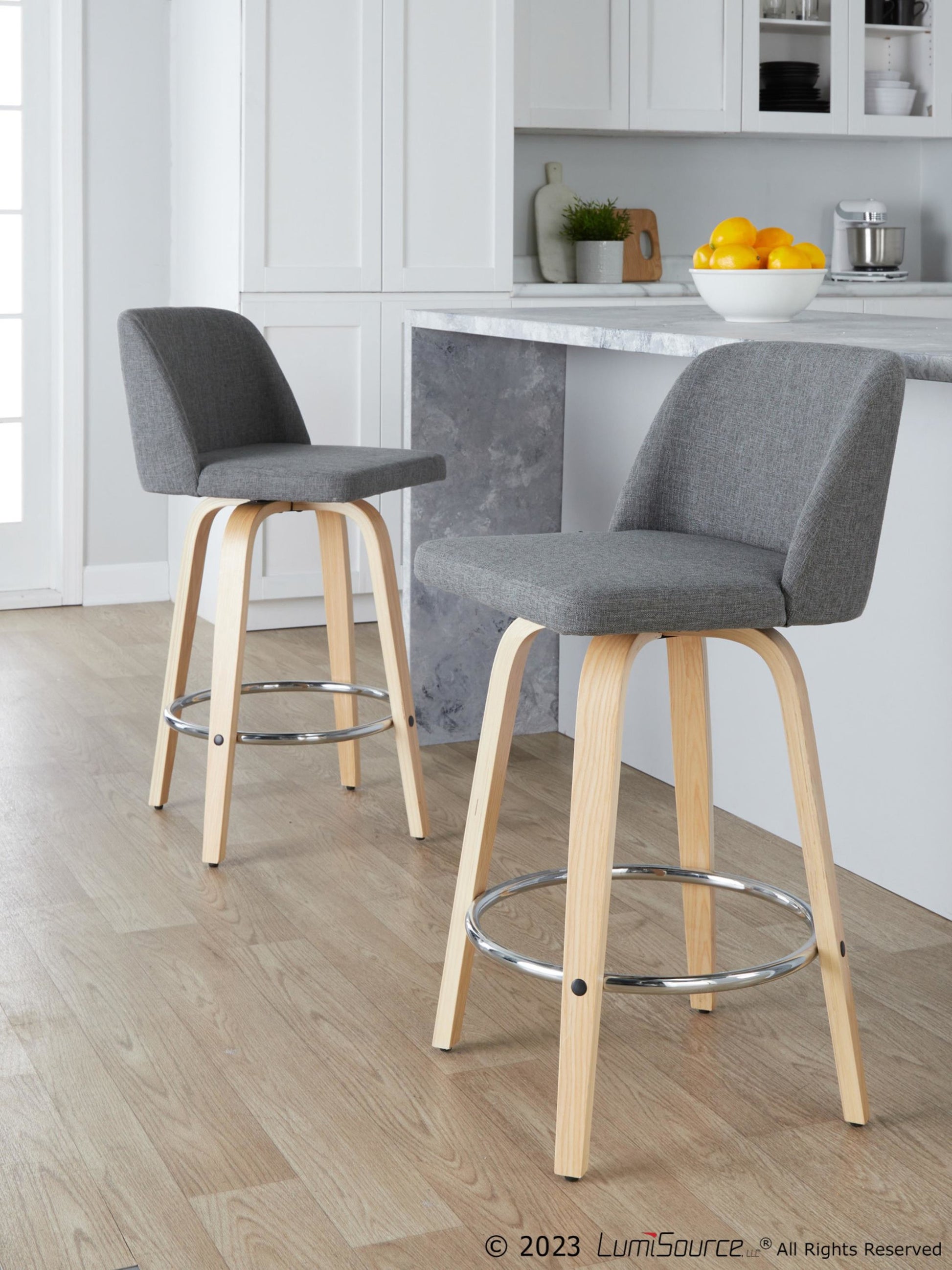 Toriano 26" Fixed-Height Counter Stool - Set of 2 By LumiSource - B26-TRNOFB-GRTZR2 NAGY2 | Counter Stools | Modishstore - 2