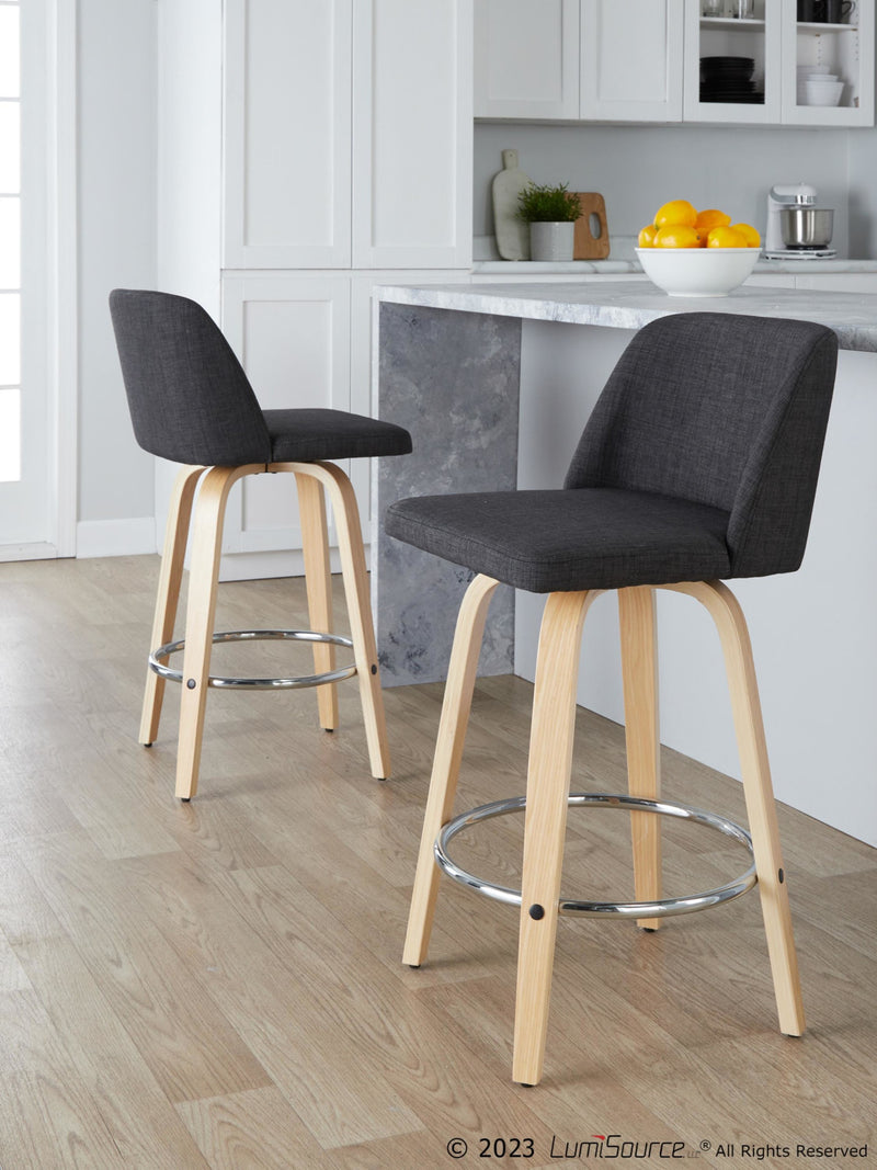 Toriano 26" Fixed-Height Counter Stool - Set of 2 By LumiSource - B26-TRNOFB-GRTZR2 NABU2 | Counter Stools | Modishstore - 11