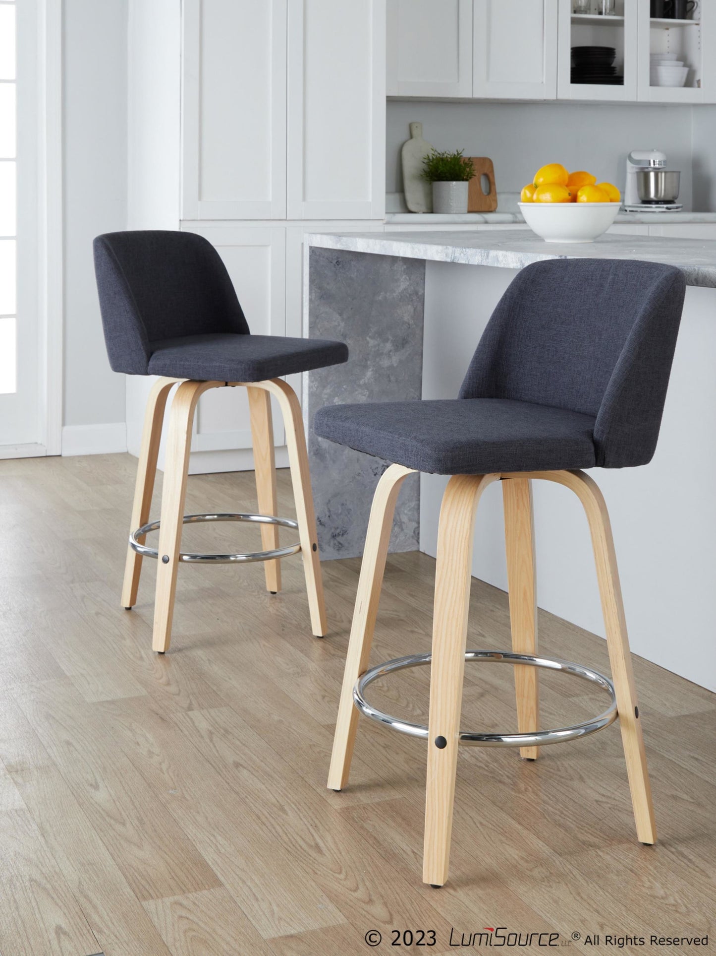 Toriano 26" Fixed-Height Counter Stool - Set of 2 By LumiSource - B26-TRNOFB-GRTZR2 NABU2 | Counter Stools | Modishstore - 2