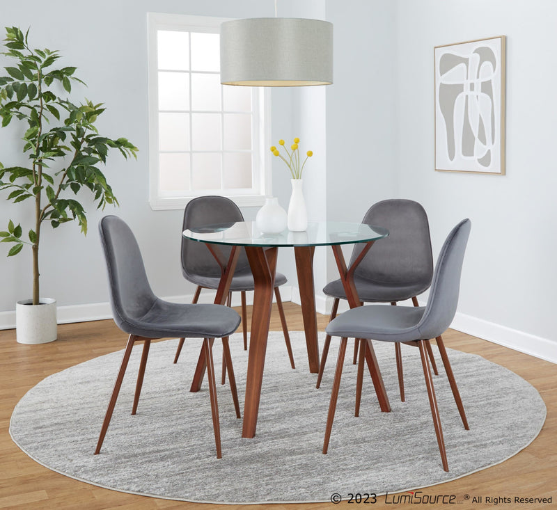 Folia Round Pebble Dining Set - 5 Piece By LumiSource - DS5-FOLIARNDWLCL+4PEBWLBU | Dining Sets | Modishstore - 7