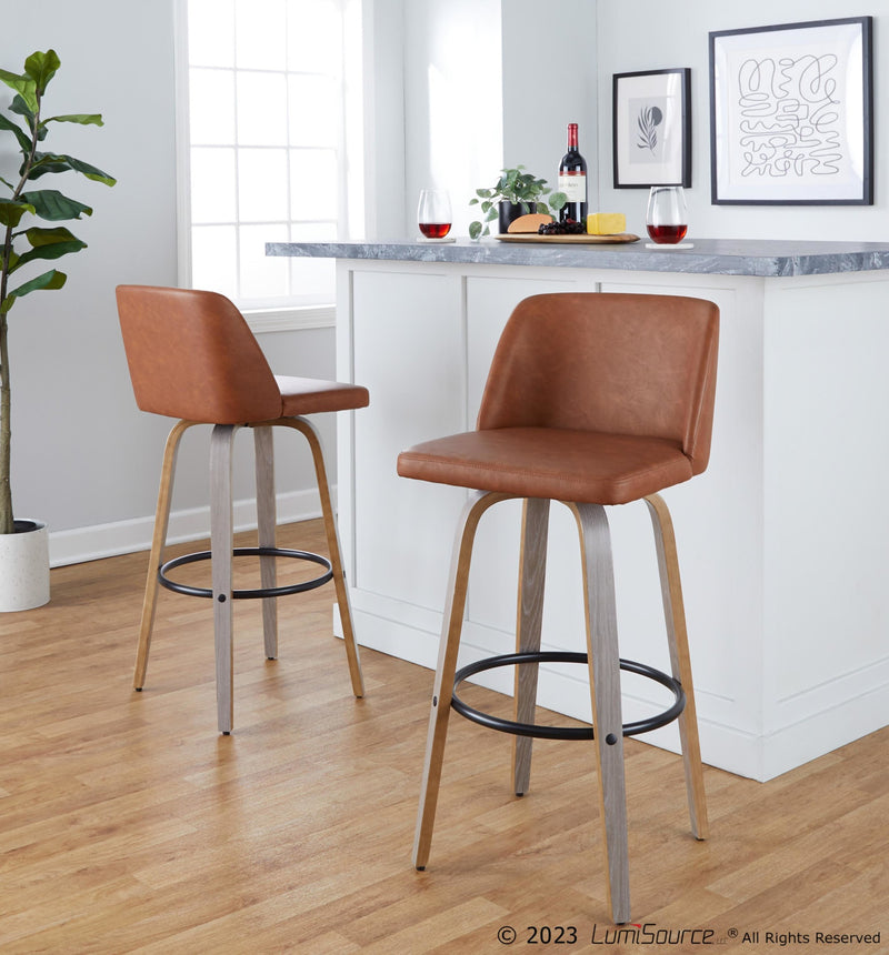 Toriano 30" Fixed-Height Barstool - Set of 2 By LumiSource - B30-TRNOPU-GRTZQ2 LGYBK2 | Bar Stools | Modishstore - 11