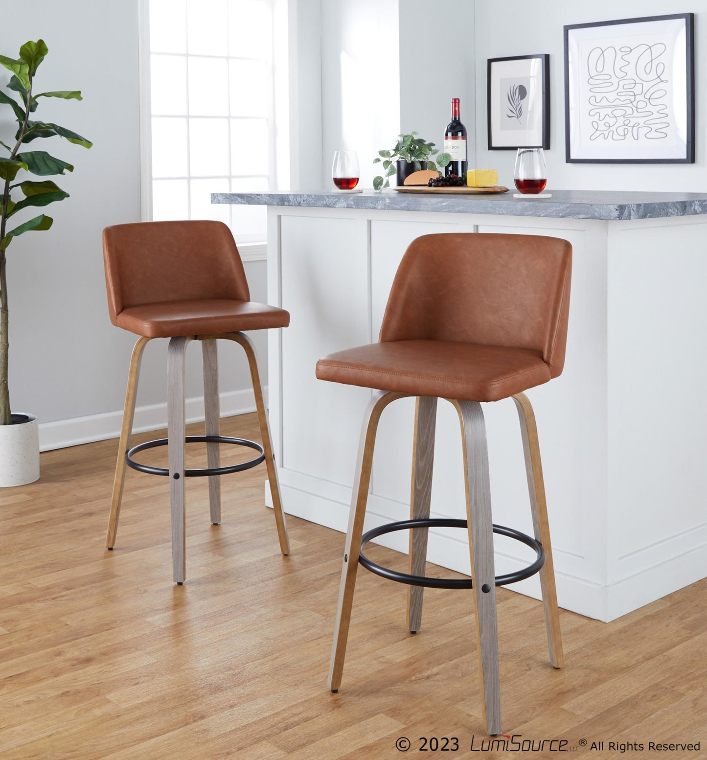 Toriano 30" Fixed-Height Barstool - Set of 2 By LumiSource - B30-TRNOPU-GRTZQ2 LGYBK2 | Bar Stools | Modishstore - 12