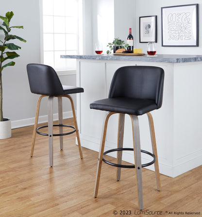 Toriano 30" Fixed-Height Barstool - Set of 2 By LumiSource - B30-TRNOPU-GRTZQ2 LGYBK2 | Bar Stools | Modishstore