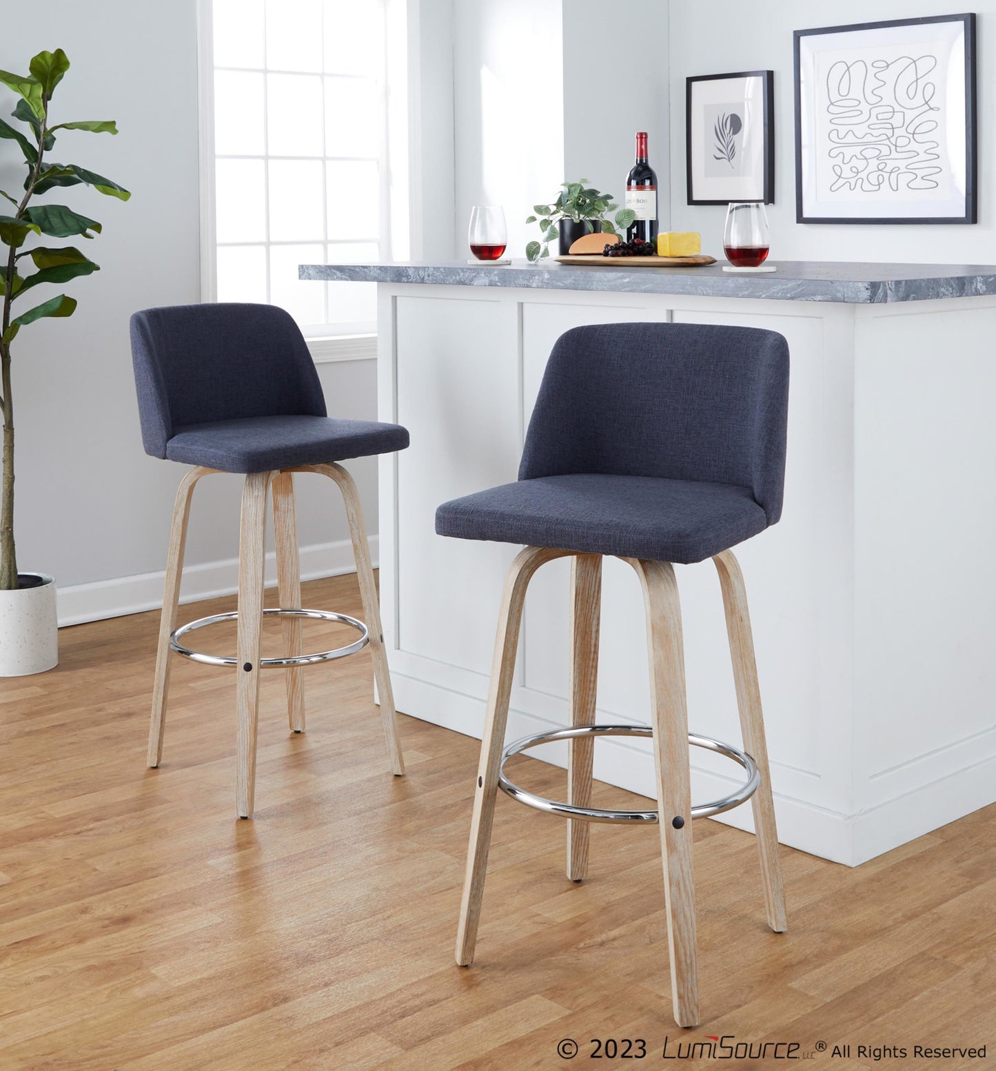 Toriano 30" Fixed-Height Barstool - Set of 2 By LumiSource - B30-TRNOFB-GRTZR2 WWBU2 | Bar Stools | Modishstore