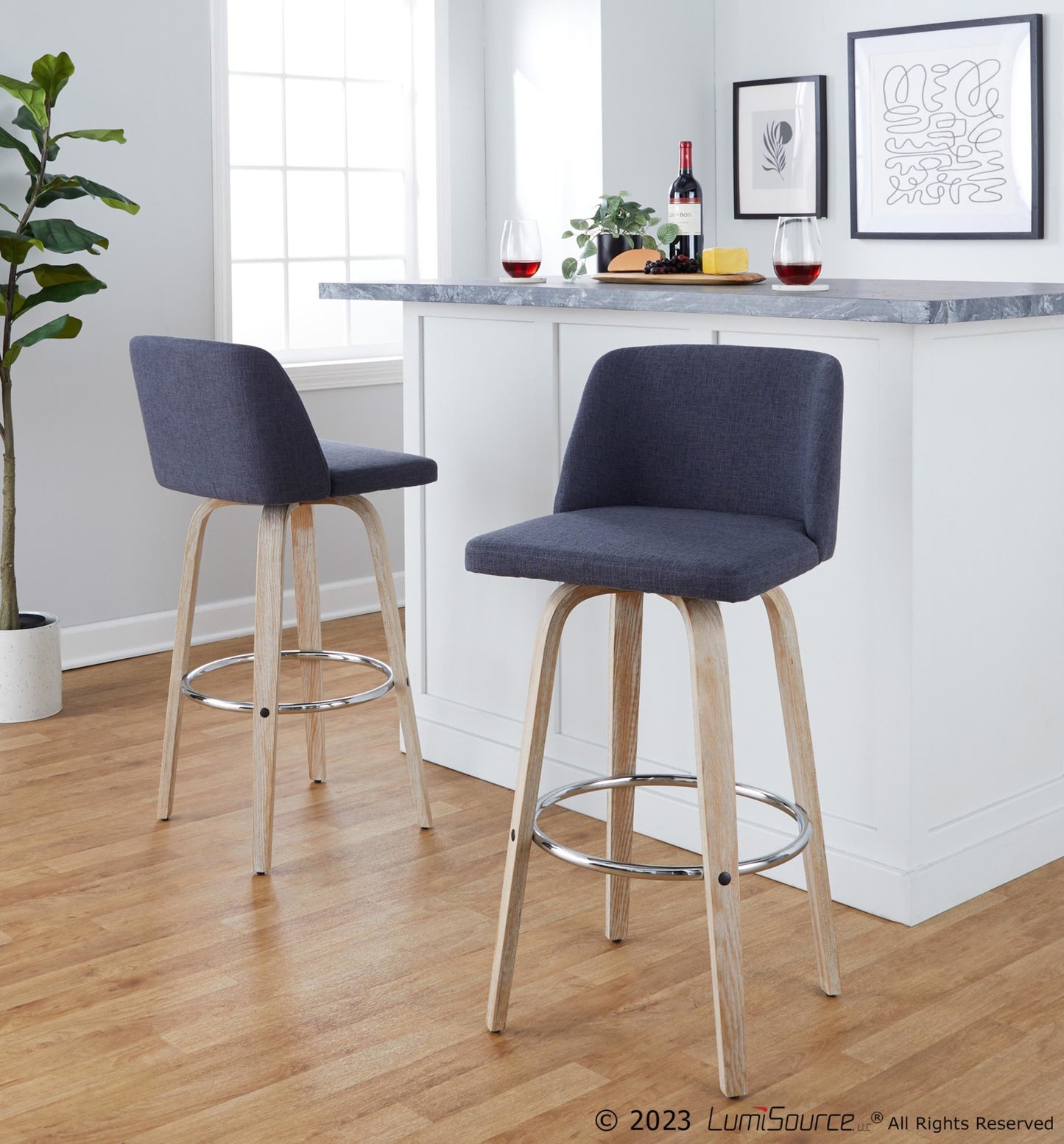 Toriano 30" Fixed-Height Barstool - Set of 2 By LumiSource - B30-TRNOFB-GRTZR2 WWBU2 | Bar Stools | Modishstore - 2