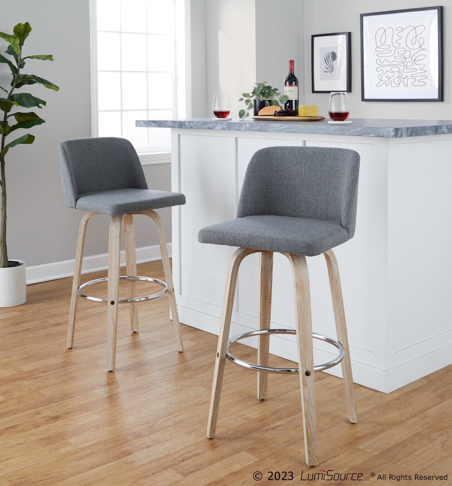 Toriano 30" Fixed-Height Barstool - Set of 2 By LumiSource - B30-TRNOFB-GRTZR2 WWBU2 | Bar Stools | Modishstore - 19