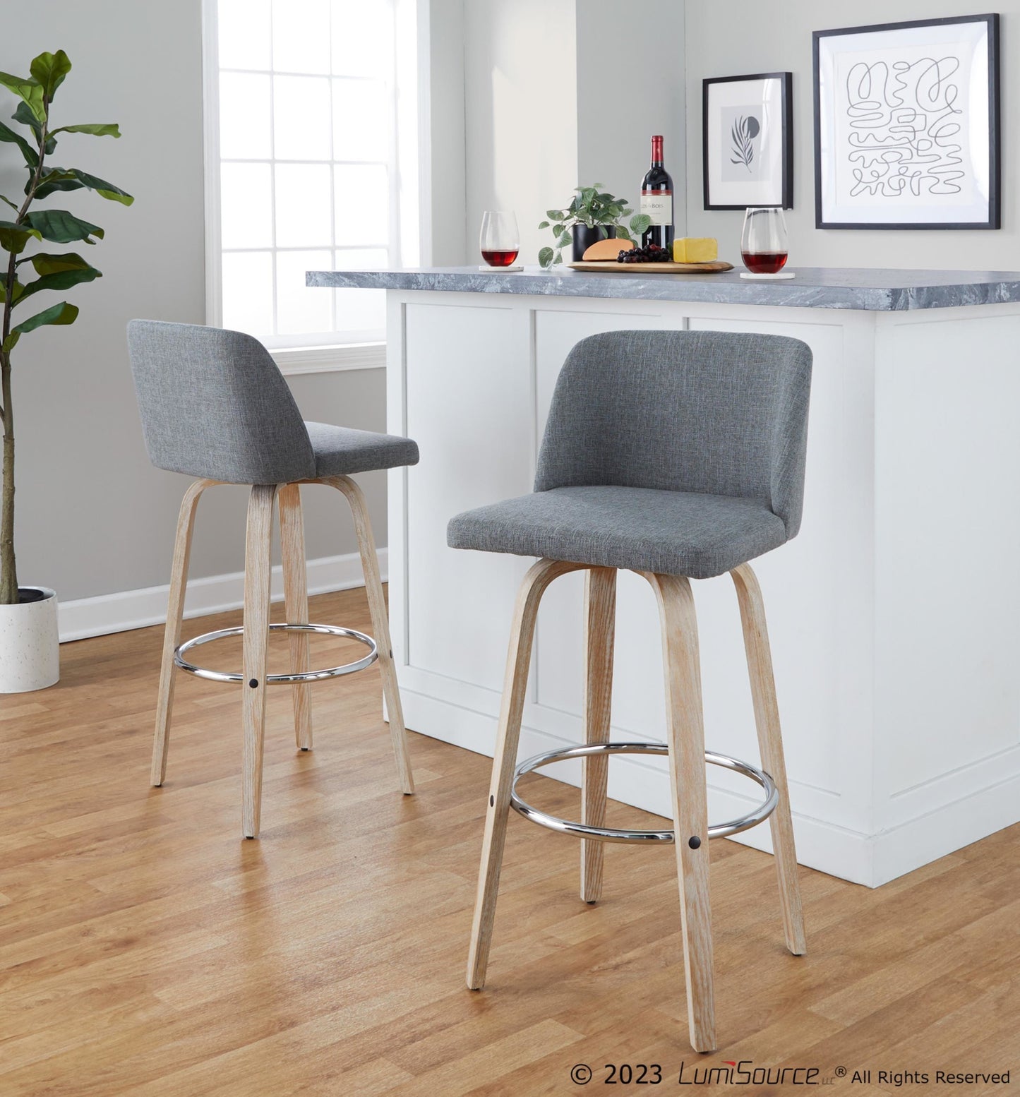 Toriano 30" Fixed-Height Barstool - Set of 2 By LumiSource - B30-TRNOFB-GRTZR2 WWBU2 | Bar Stools | Modishstore - 20