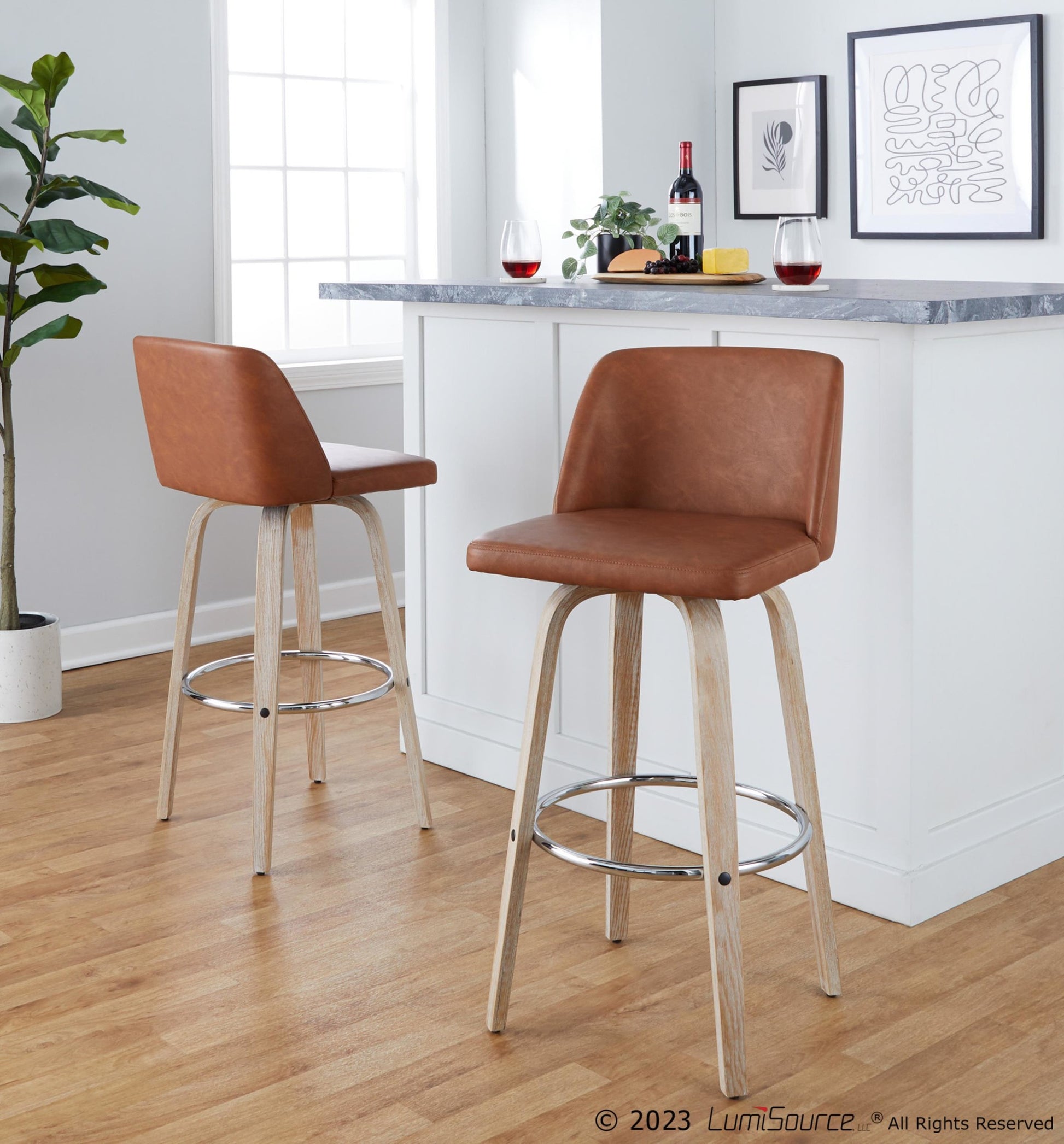 Toriano 30" Fixed-Height Barstool - Set of 2 By LumiSource - B30-TRNOPU-GRTZR2 WWBK2 | Bar Stools | Modishstore - 13