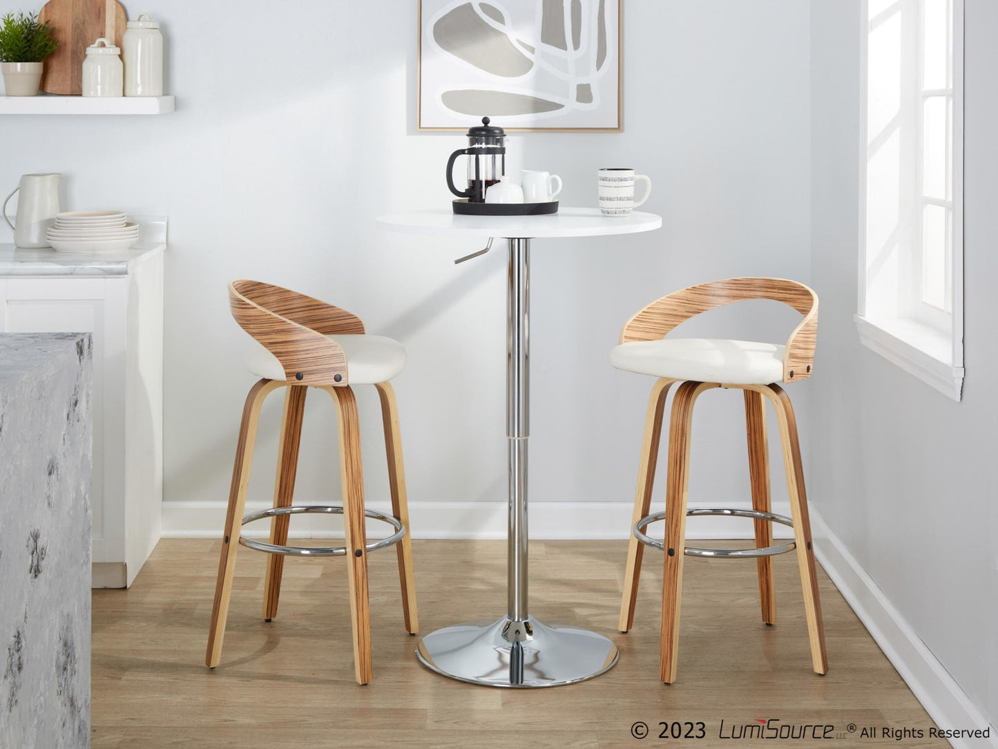 Grotto 30" Fixed-Height Barstool - Set of 2 By LumiSource - B30-GROTTOPU-GRTZQ2 WLWLBN2 | Bar Stools | Modishstore - 21