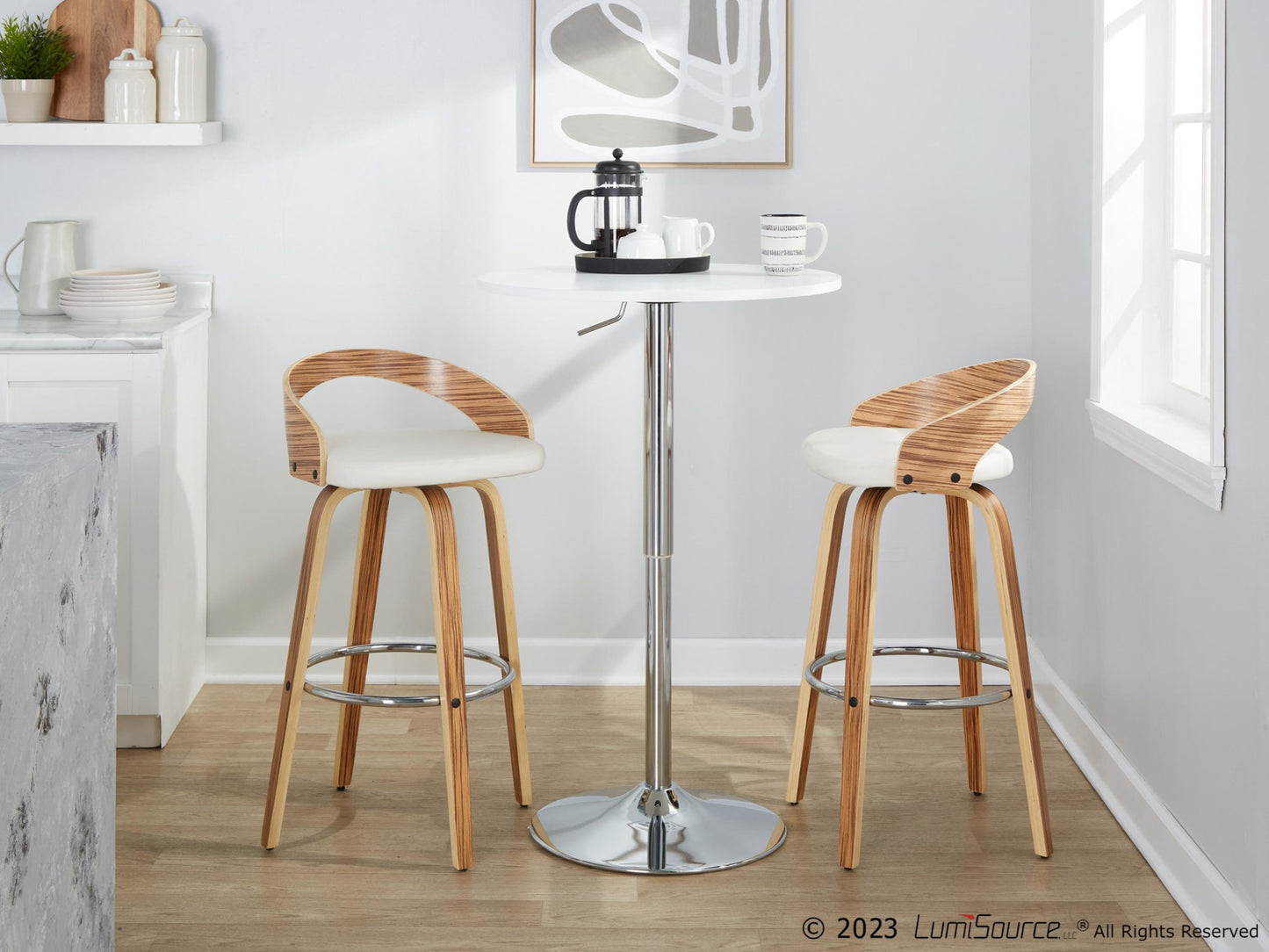 Grotto 30" Fixed-Height Barstool - Set of 2 By LumiSource - B30-GROTTOPU-GRTZQ2 WLWLBN2 | Bar Stools | Modishstore - 22