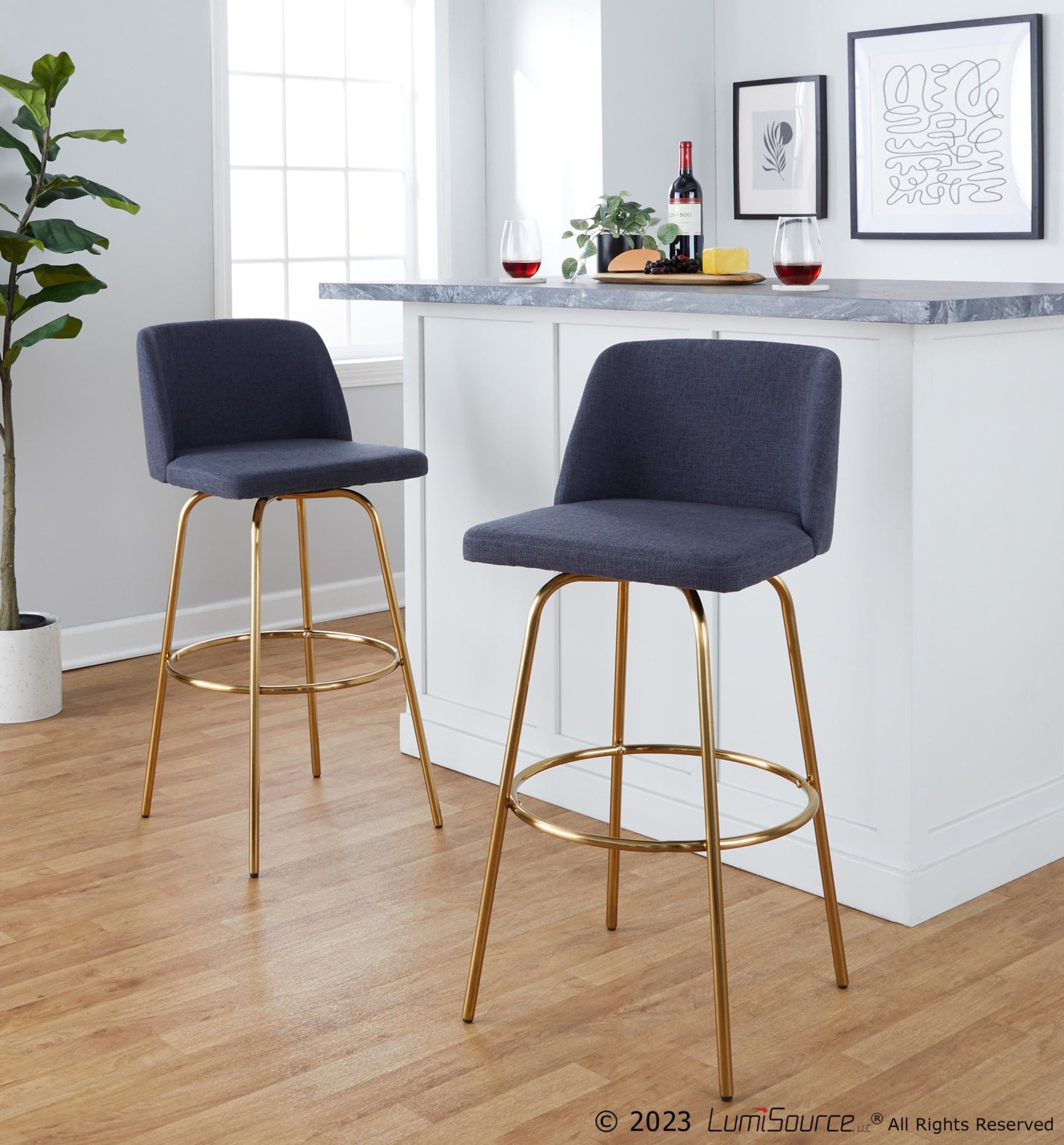 Toriano 30" Fixed-Height Barstool - Set of 2 By LumiSource - B30-TRNOFB-CLARZG2 AUBU2 | Bar Stools | Modishstore