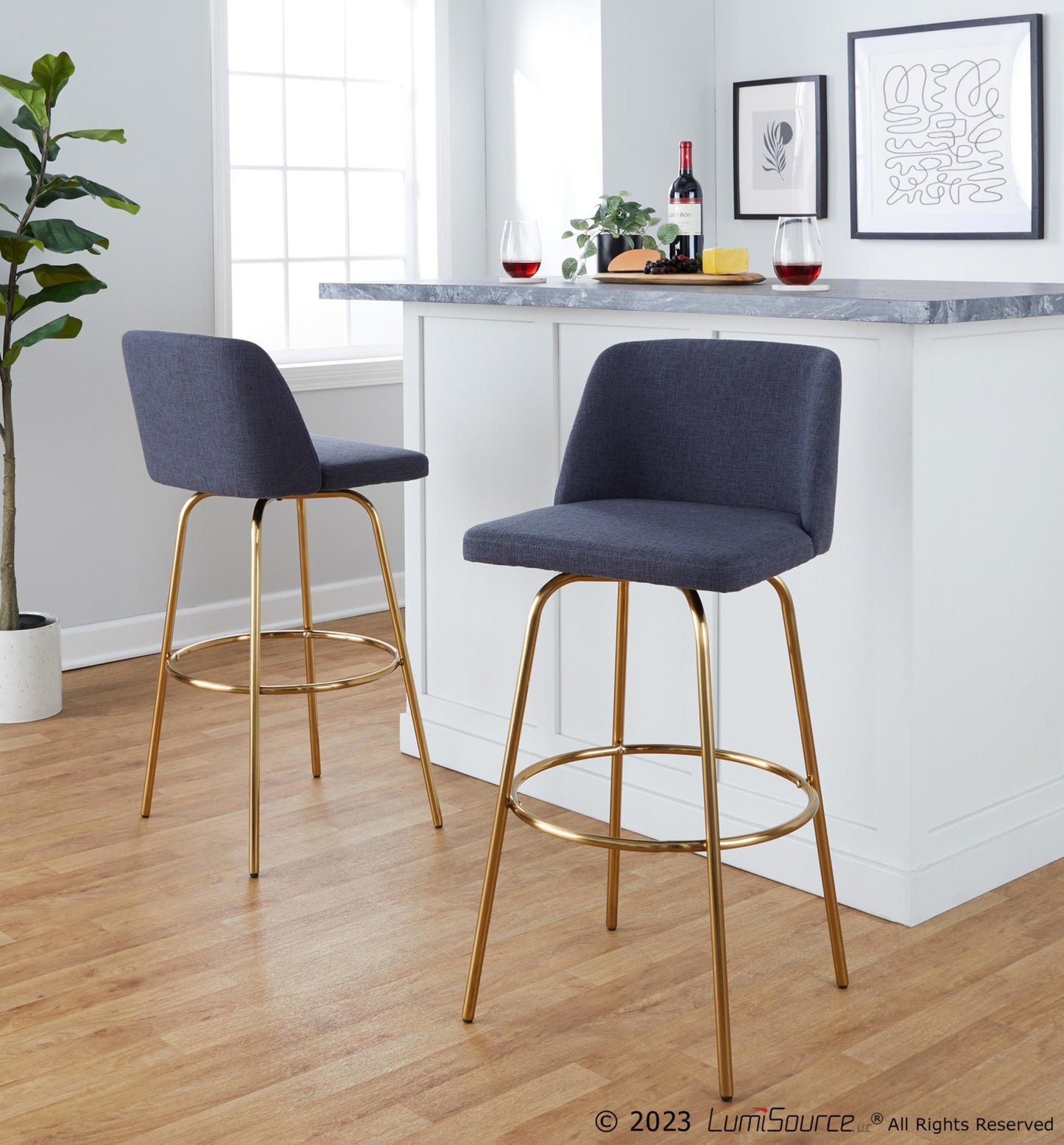 Toriano 30" Fixed-Height Barstool - Set of 2 By LumiSource - B30-TRNOFB-CLARZG2 AUBU2 | Bar Stools | Modishstore - 2