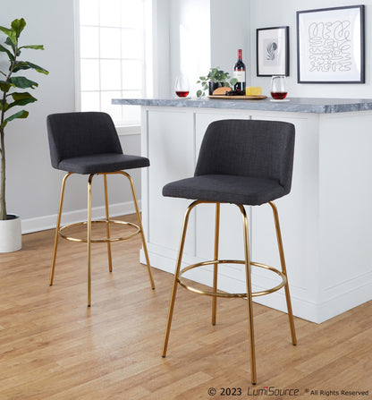 Toriano 30" Fixed-Height Barstool - Set of 2 By LumiSource - B30-TRNOFB-CLARZG2 AUBU2 | Bar Stools | Modishstore - 11