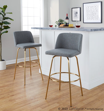 Toriano 30" Fixed-Height Barstool - Set of 2 By LumiSource - B30-TRNOFB-CLARZG2 AUBU2 | Bar Stools | Modishstore - 21