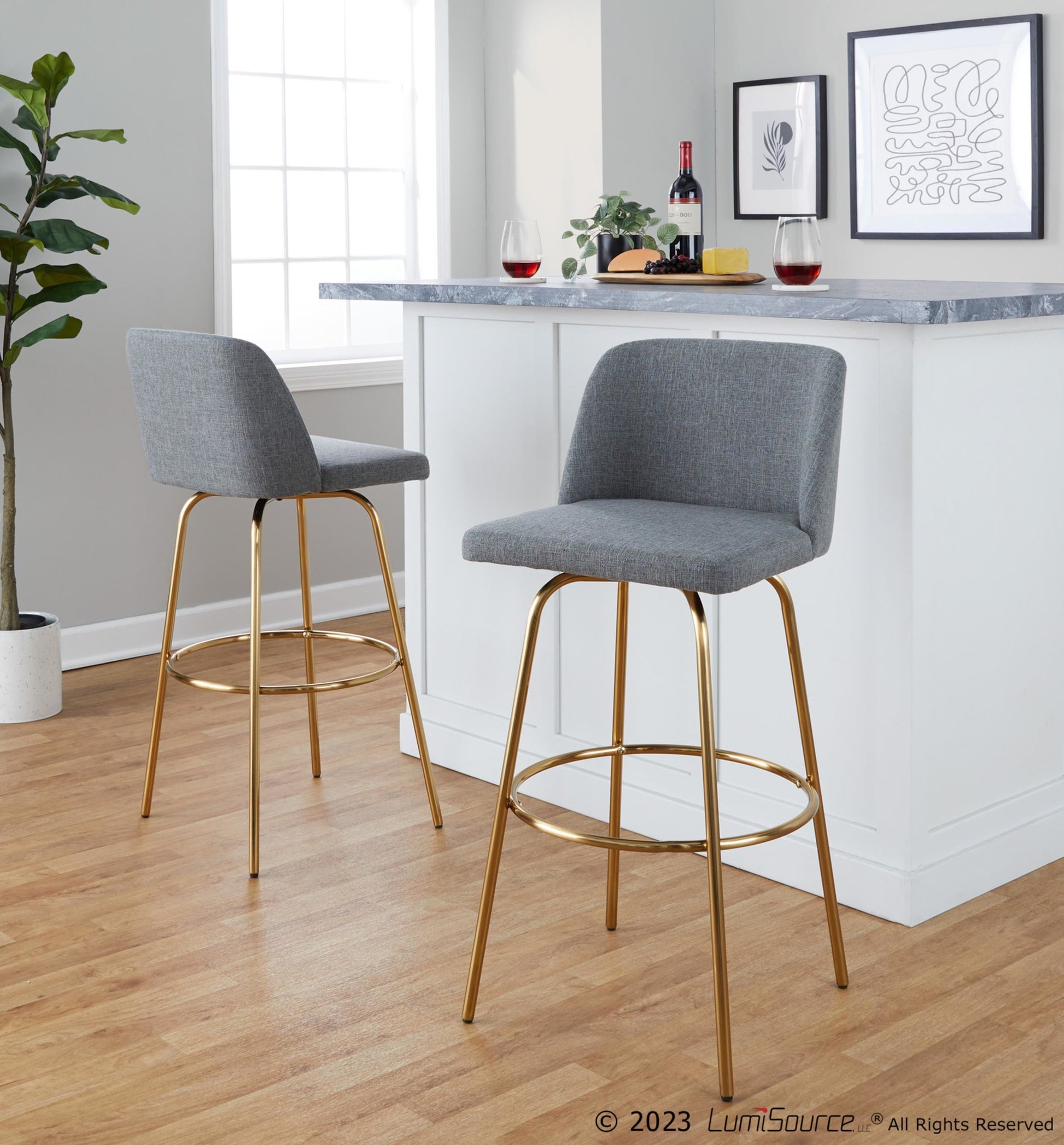 Toriano 30" Fixed-Height Barstool - Set of 2 By LumiSource - B30-TRNOFB-CLARZG2 AUBU2 | Bar Stools | Modishstore - 22