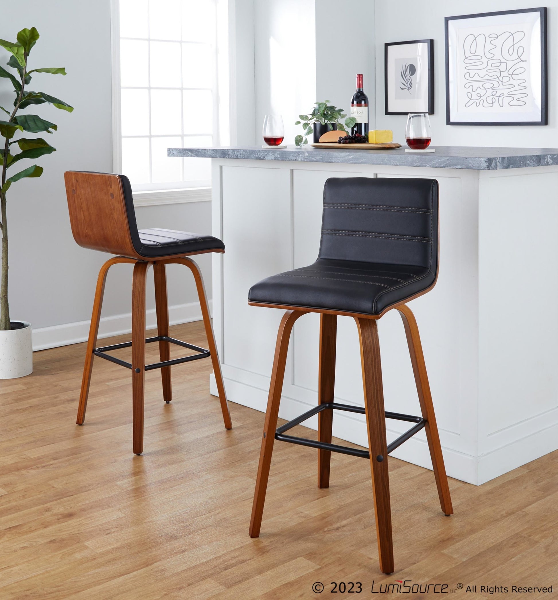 Vasari 30" Fixed-Height Barstool - Set of 2 By LumiSource - B30-VSRPU-GRTZX2 WLWLBK2 | Bar Stools | Modishstore - 2