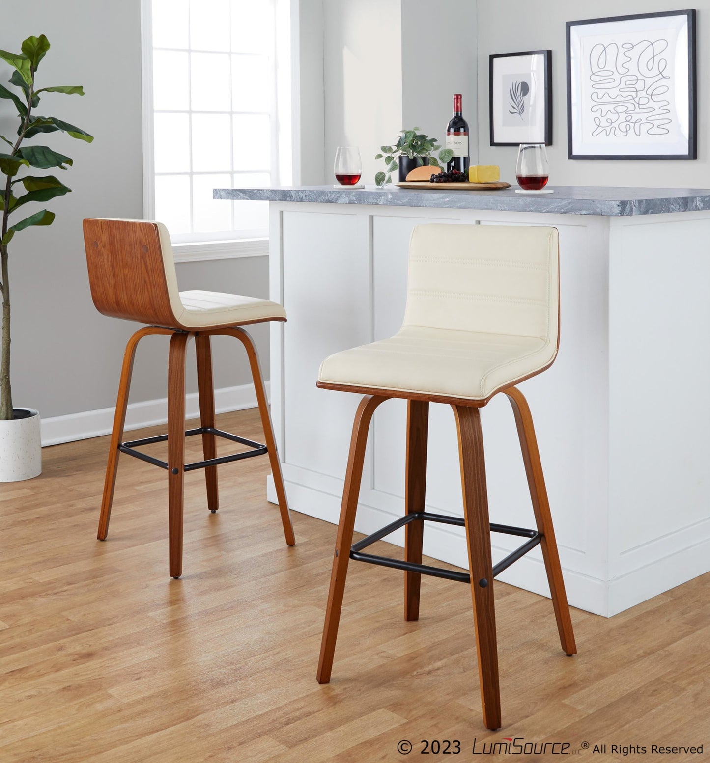 Vasari 30" Fixed-Height Barstool - Set of 2 By LumiSource - B30-VSRPU-GRTZX2 WLWLBK2 | Bar Stools | Modishstore - 12