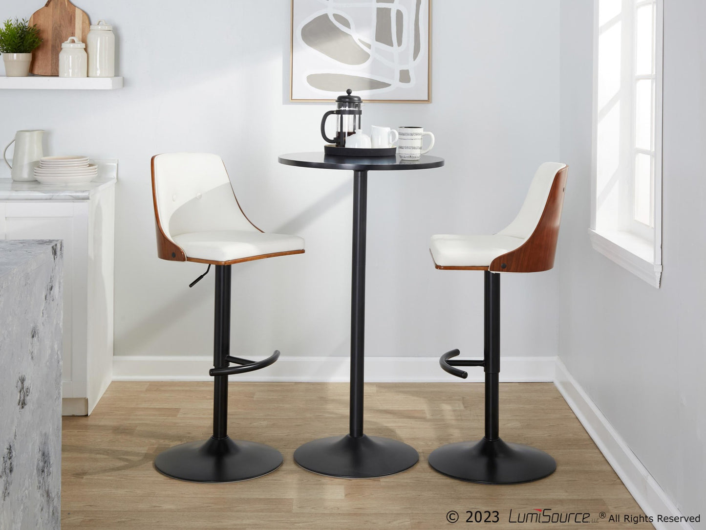 Gianna Adjustable Barstool - Set of 2 By LumiSource - BS-GNNPU-RT2 BKWLW2 | Bar Stools | Modishstore - 3