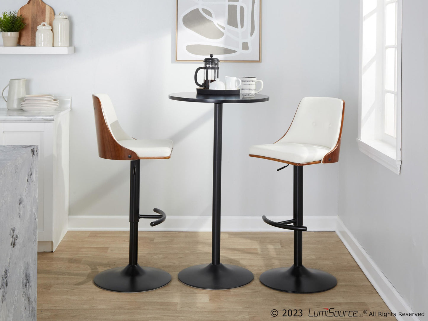 Gianna Adjustable Barstool - Set of 2 By LumiSource - BS-GNNPU-RT2 BKWLW2 | Bar Stools | Modishstore - 4