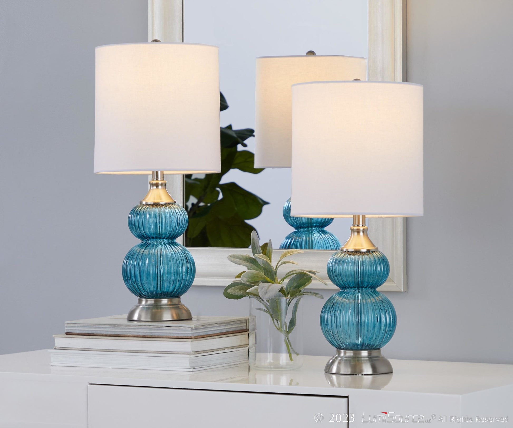 Belle 20" Glass Accent Lamp - Set of 2 By LumiSource - GTG21-BELLE BUBNIW2 | Table Lamps | Modishstore