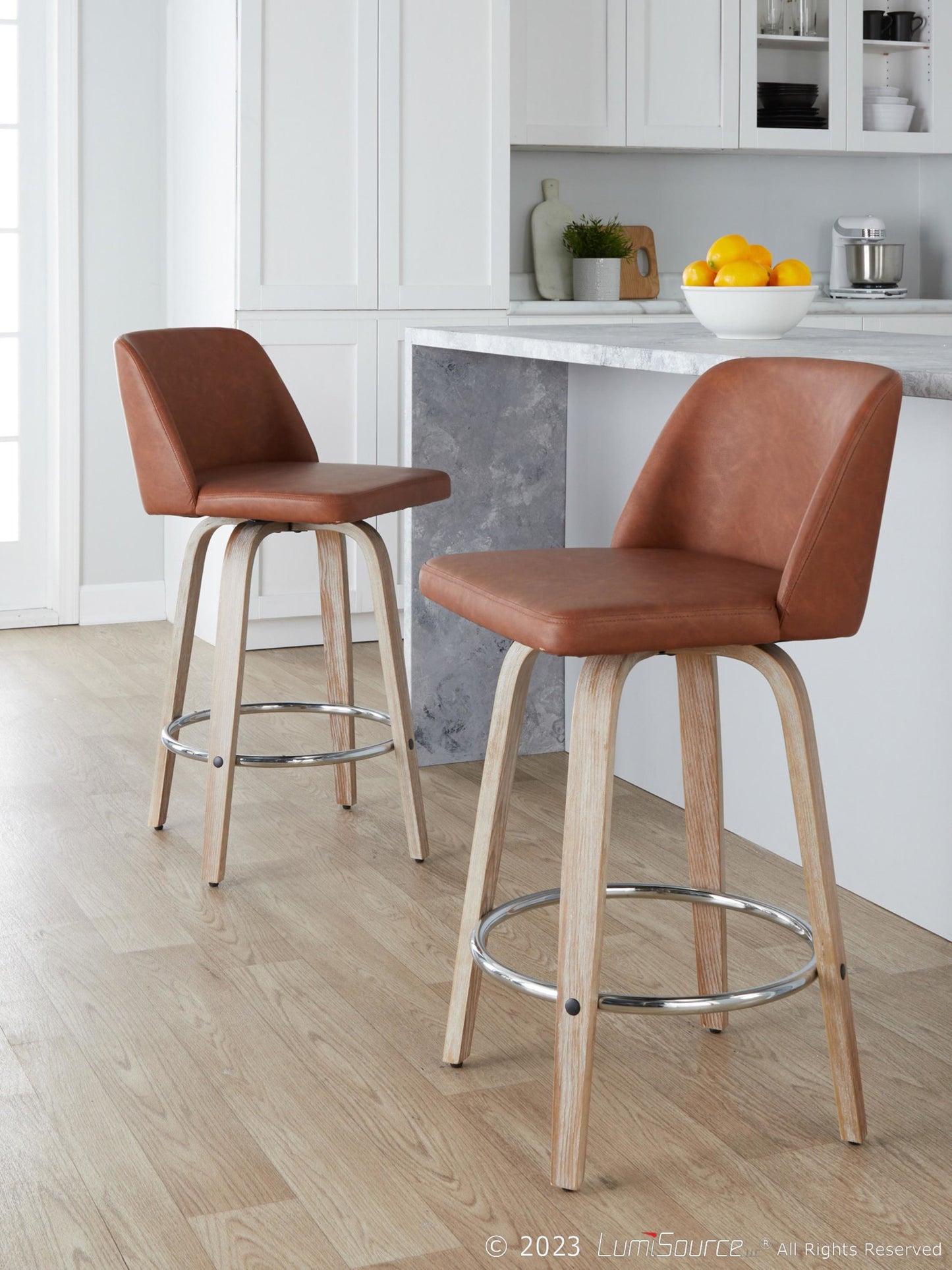 Toriano 26" Fixed-Height Counter Stool - Set of 2 By LumiSource - B26-TRNOPU-GRTZR2 WWBK2 | Counter Stools | Modishstore - 12