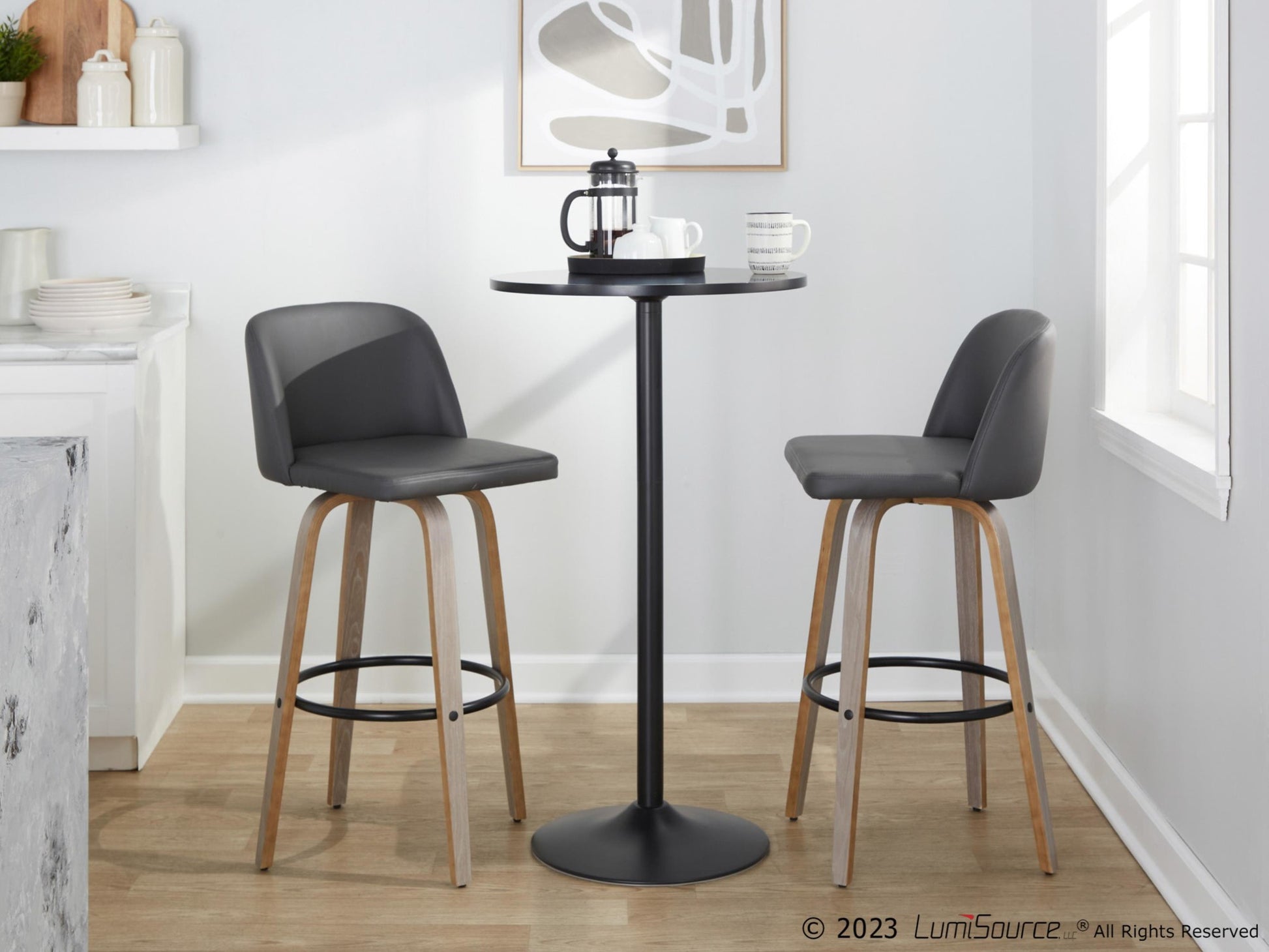 Toriano 30" Fixed-Height Barstool - Set of 2 By LumiSource - B30-TRNOPU-GRTZQ2 LGYBK2 | Bar Stools | Modishstore - 23