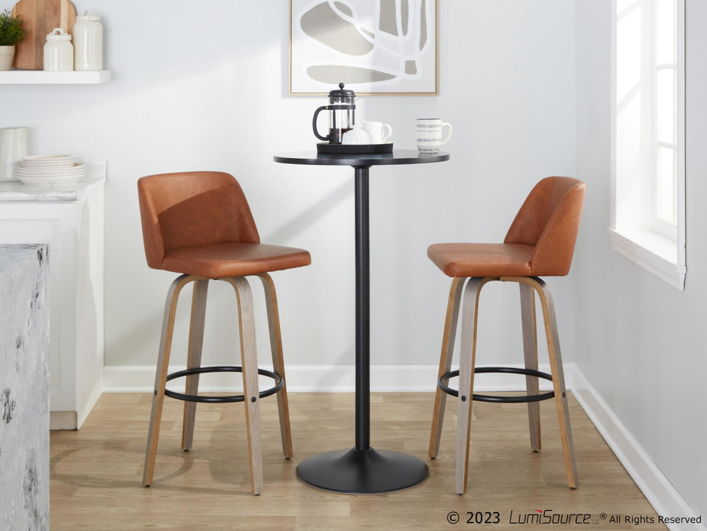 Toriano 30" Fixed-Height Barstool - Set of 2 By LumiSource - B30-TRNOPU-GRTZQ2 LGYBK2 | Bar Stools | Modishstore - 13