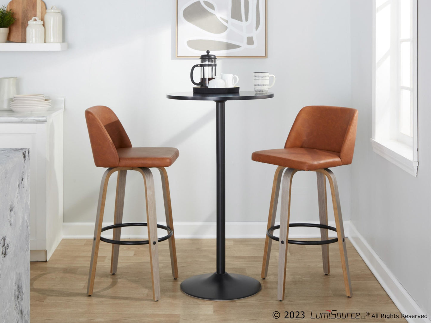 Toriano 30" Fixed-Height Barstool - Set of 2 By LumiSource - B30-TRNOPU-GRTZQ2 LGYBK2 | Bar Stools | Modishstore - 14